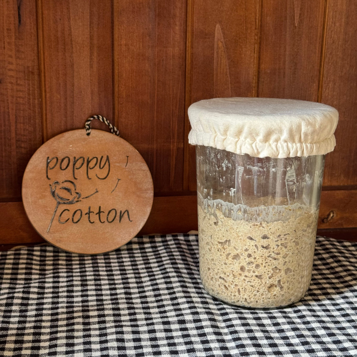 Natural Cotton Sourdough Starter Jar Cover – Handmade in Tasmania