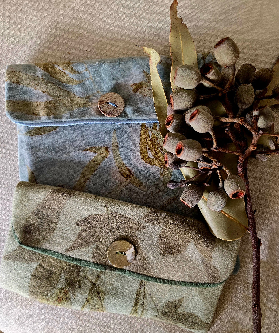 Eco-Printed Velvet Pouch