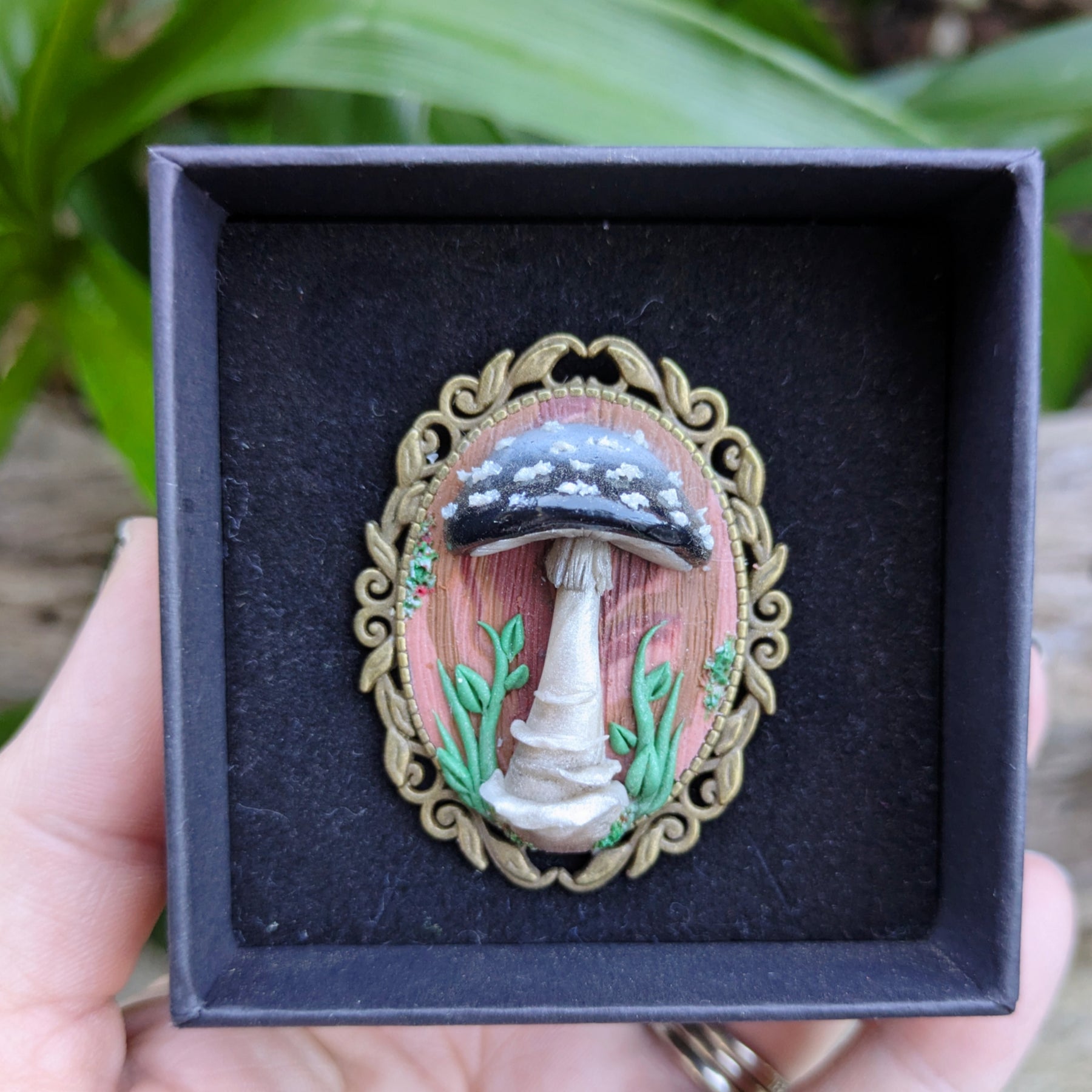 Black Mushroom Brooch