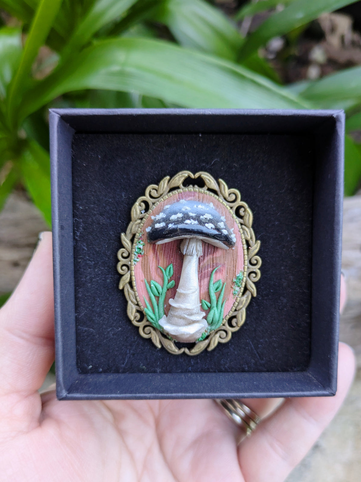Black Mushroom Brooch
