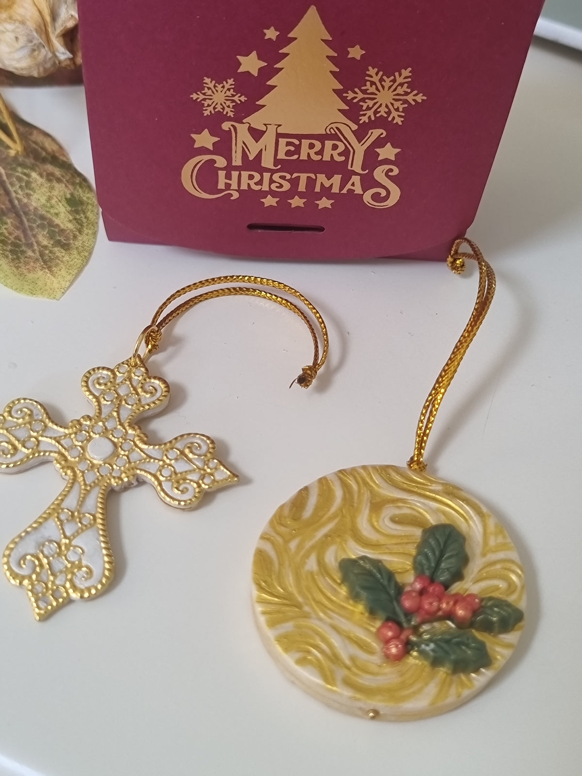 Golden Christmas Pair - Cross and Bauble