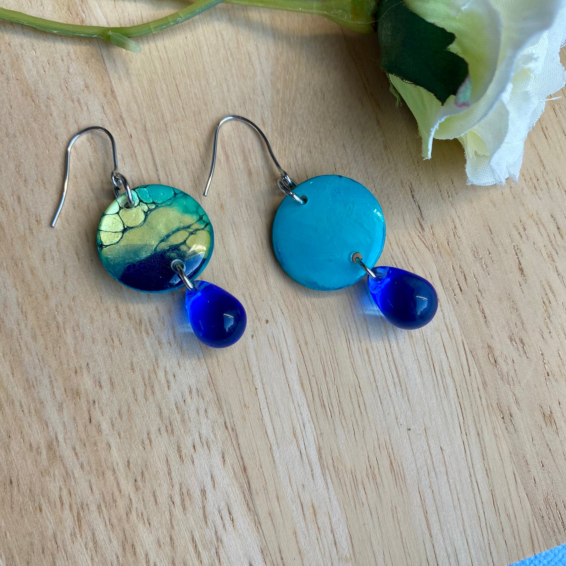 Artisan Dangle Earrings with Czech Beads