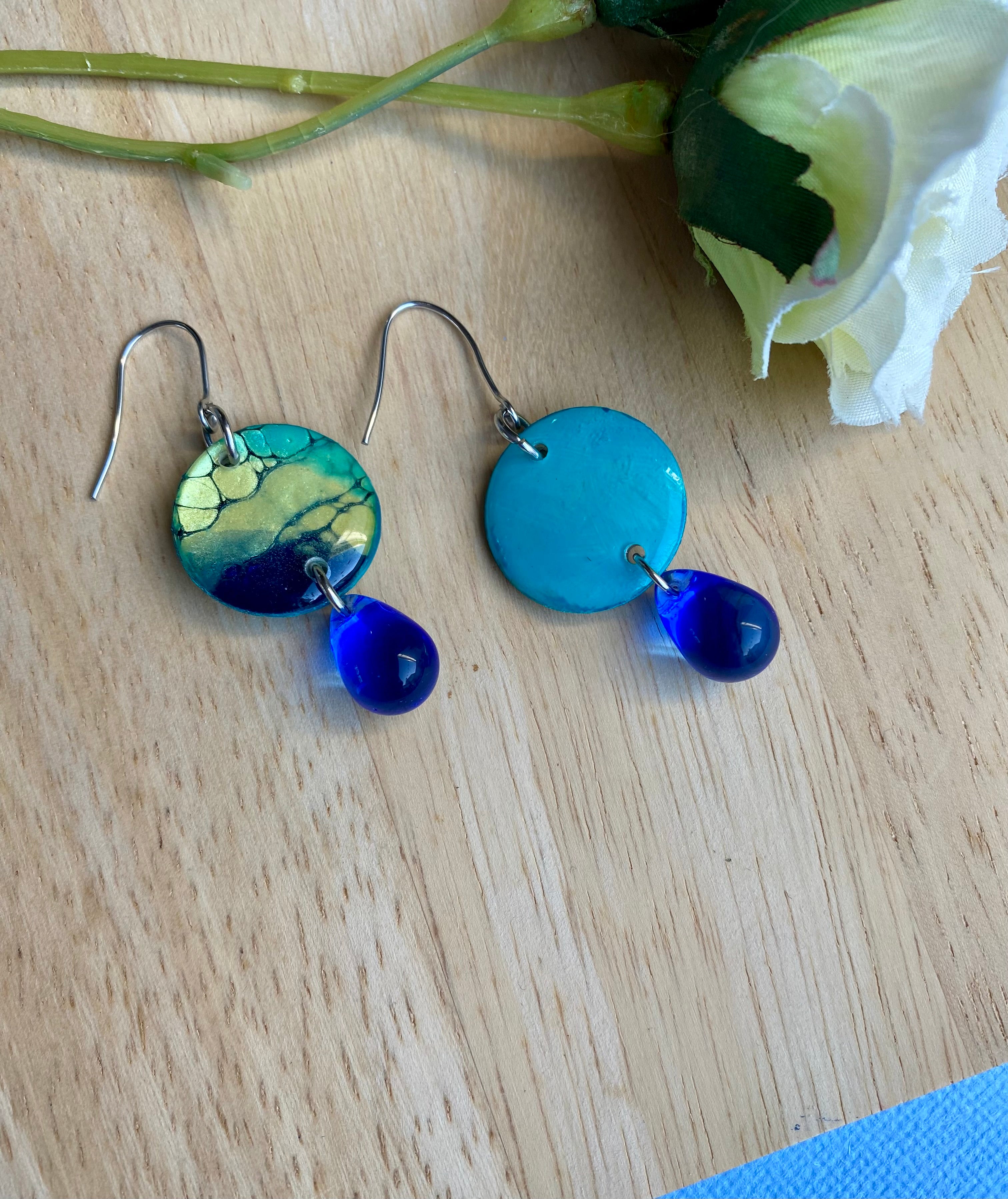 Artisan Dangle Earrings with Czech Beads