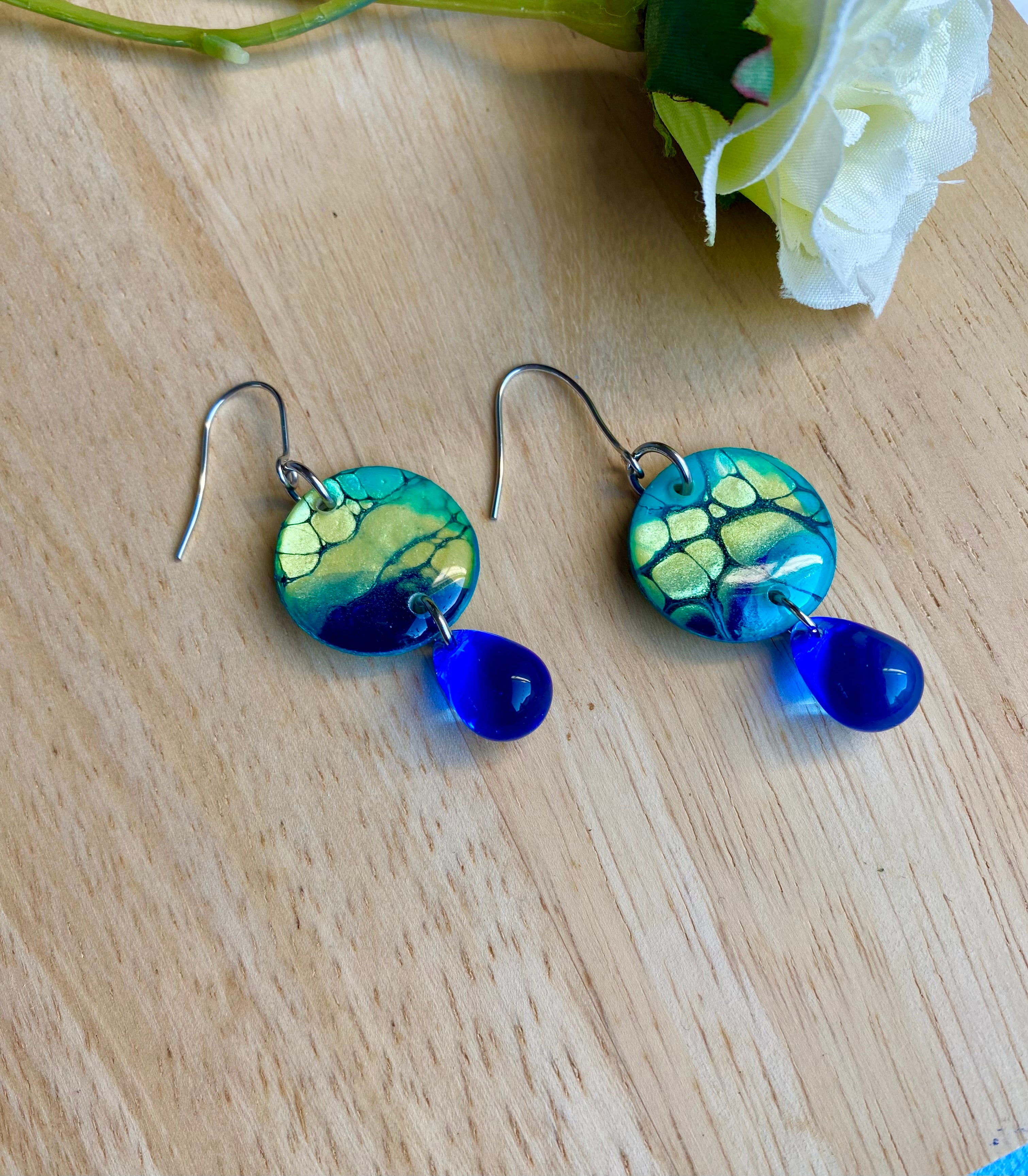 Artisan Dangle Earrings with Czech Beads
