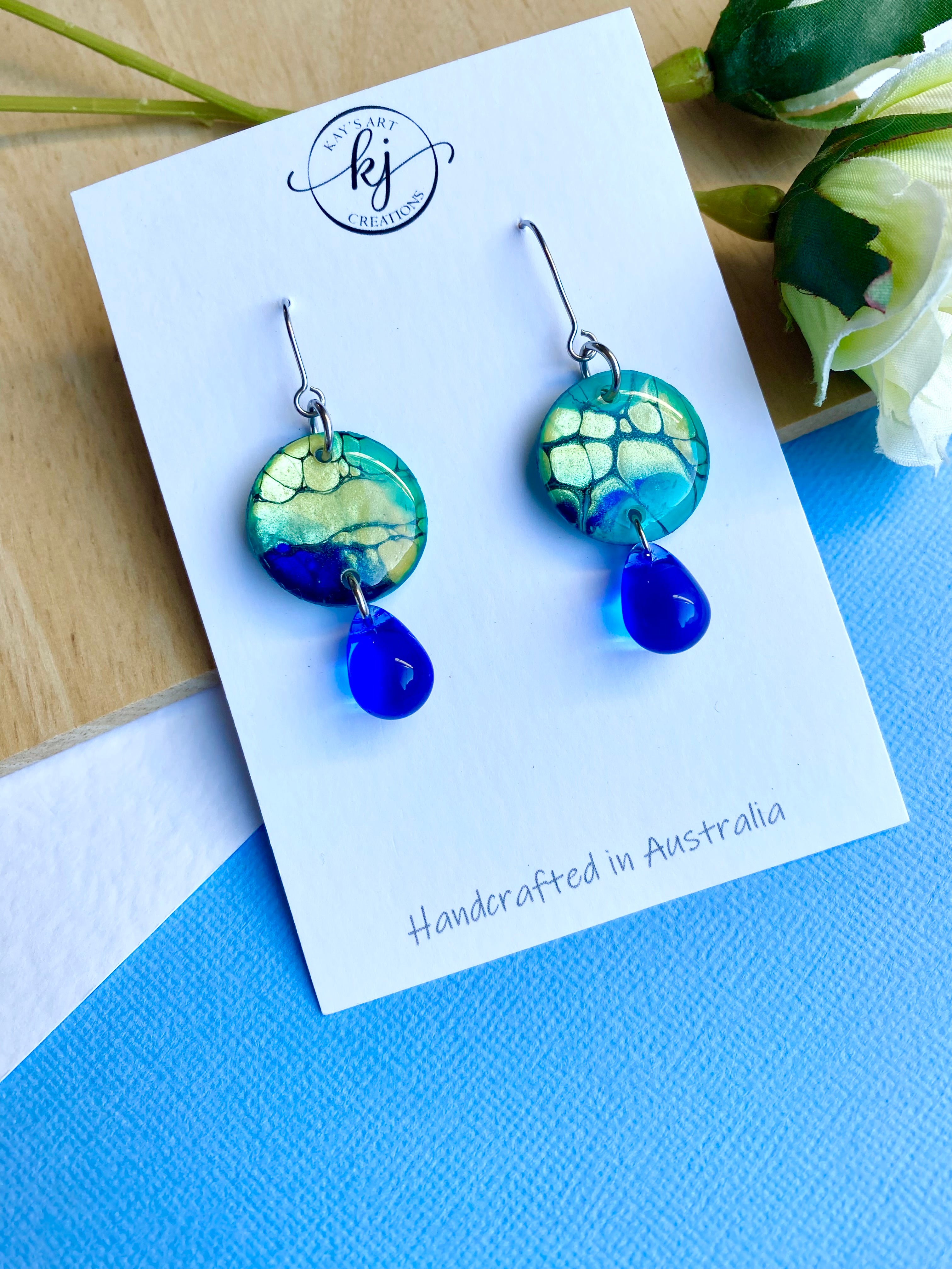 Artisan Dangle Earrings with Czech Beads