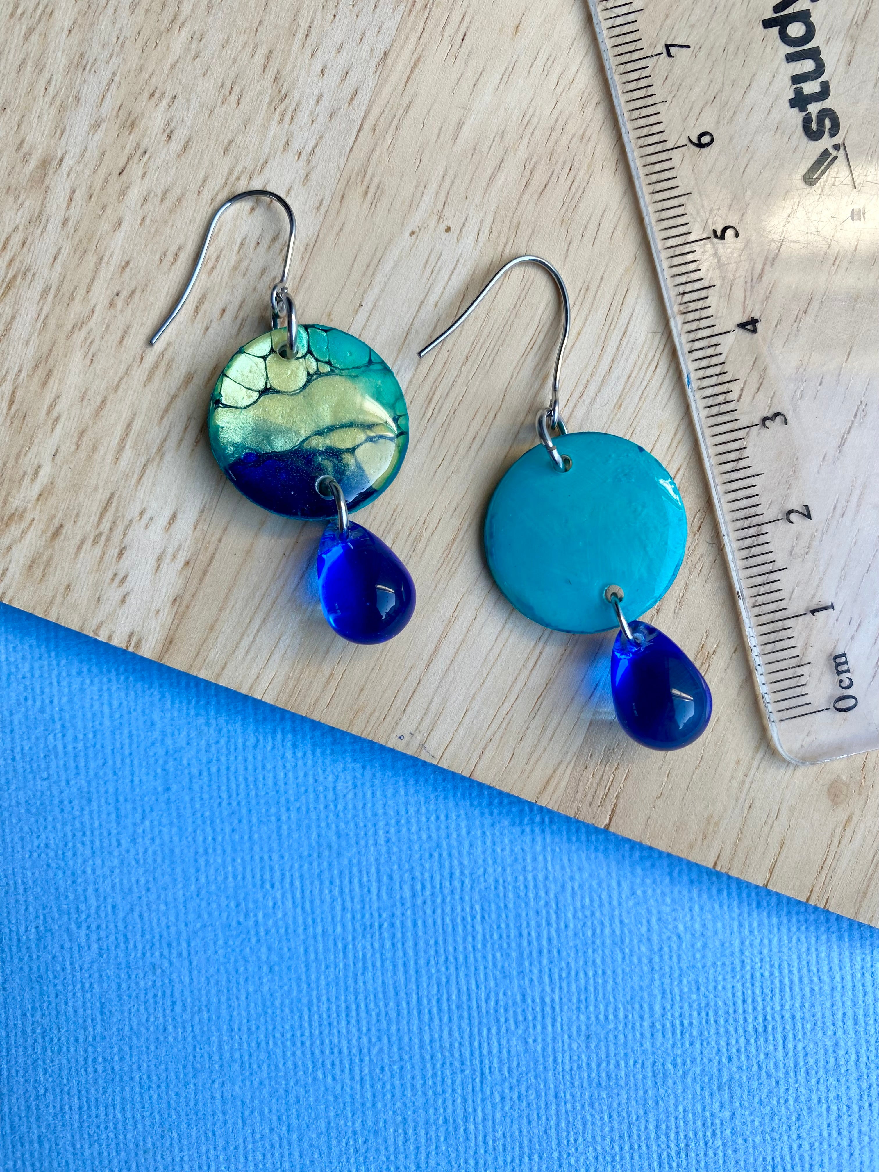 Artisan Dangle Earrings with Czech Beads