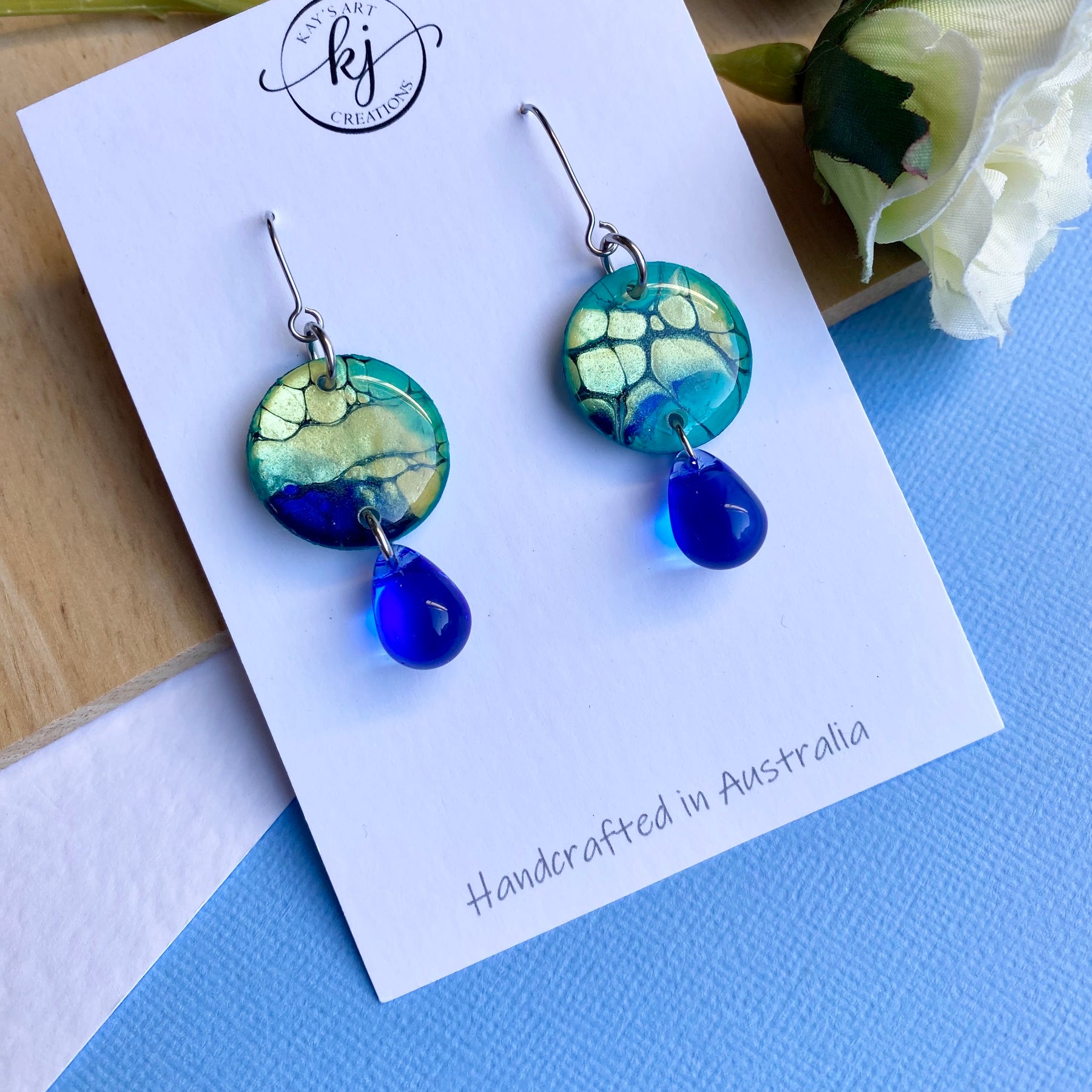 Artisan Dangle Earrings with Czech Beads