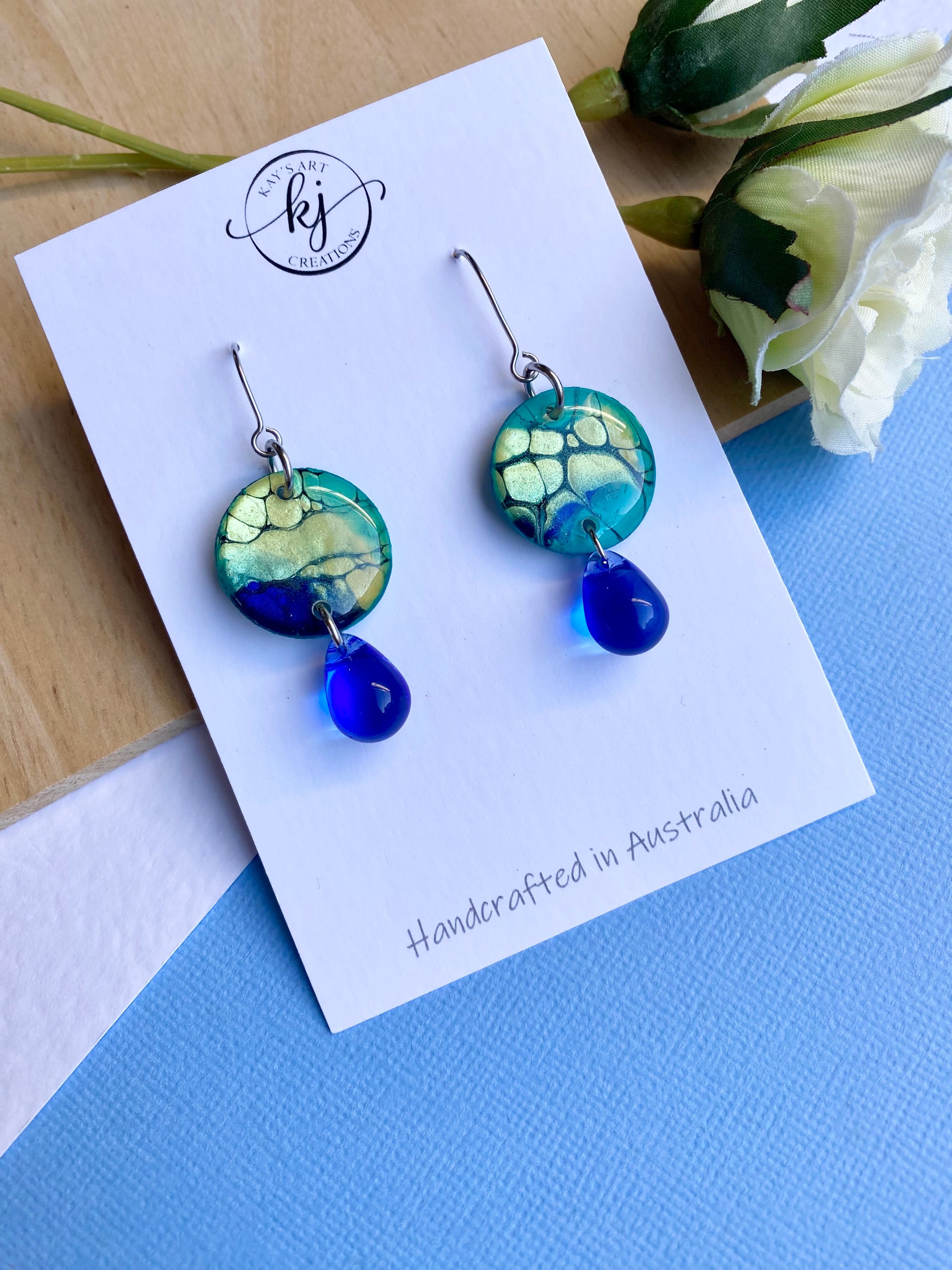 Artisan Dangle Earrings with Czech Beads