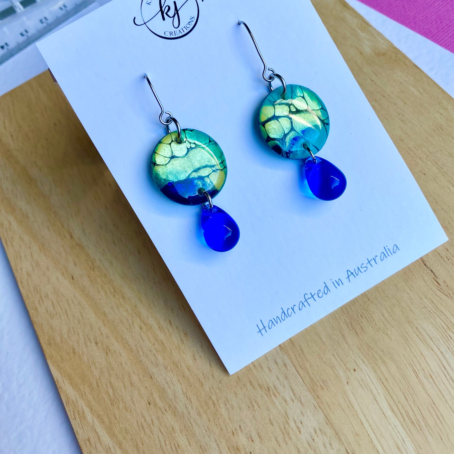 Artisan Dangle Earrings with Czech Beads