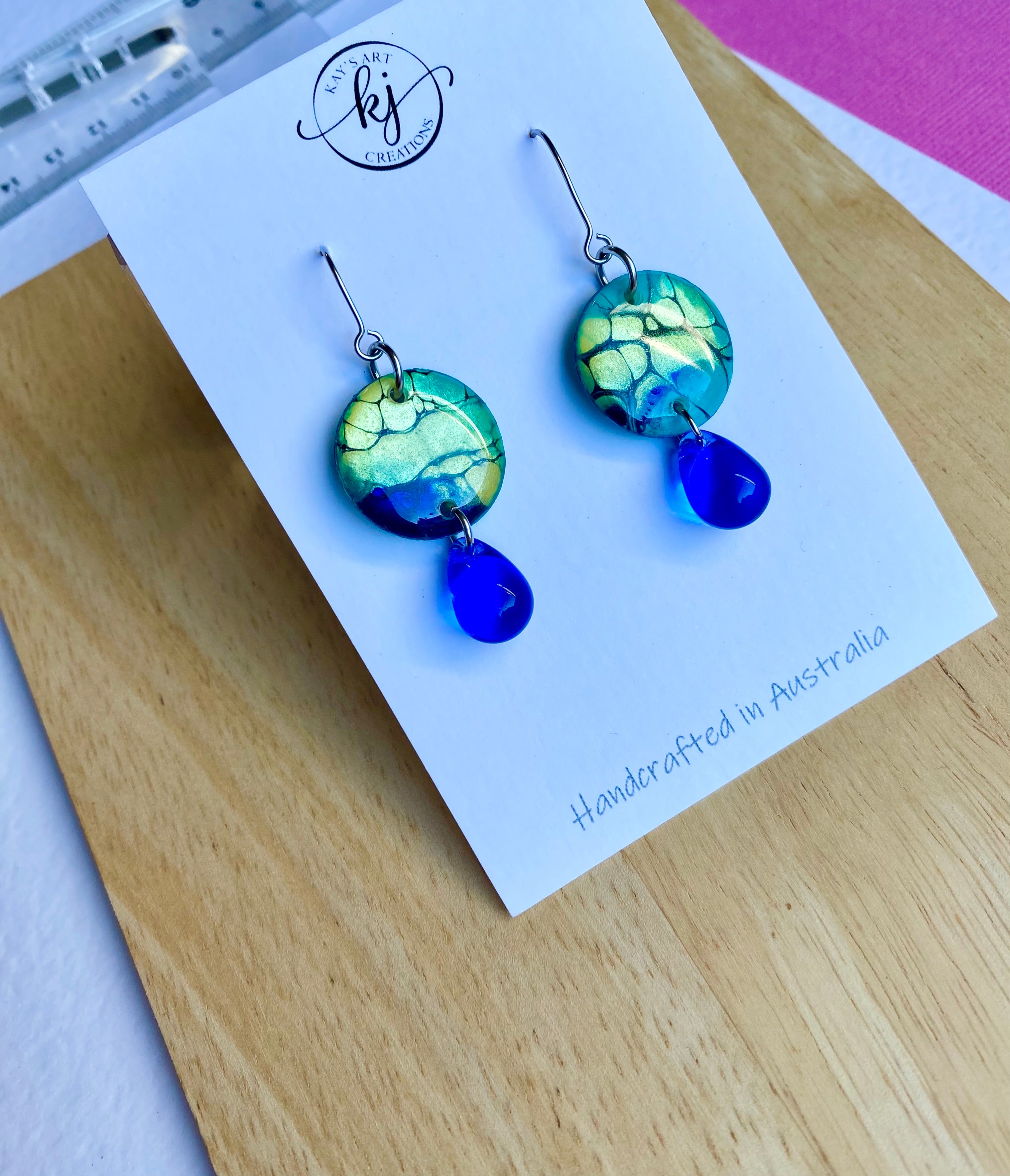Artisan Dangle Earrings with Czech Beads