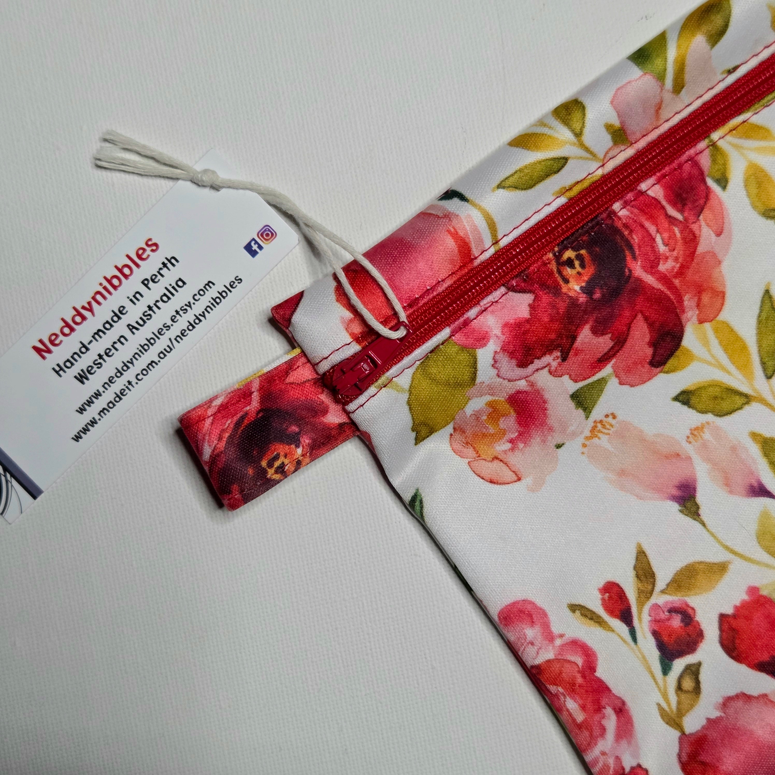 SMALL Wet Bag, Pretty floral fabric, 15cms x 10cms