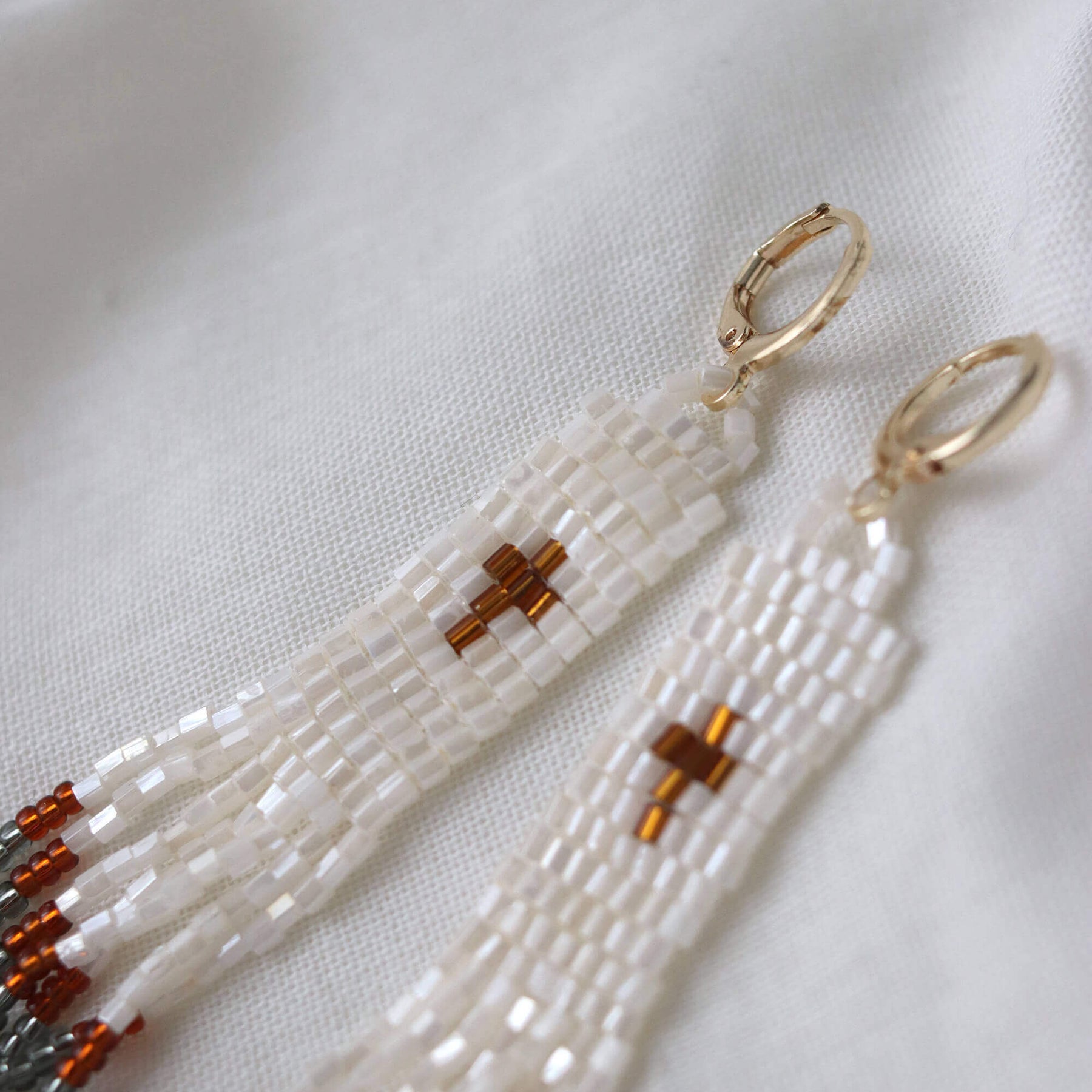 Boho Chic Beaded Cross Earrings