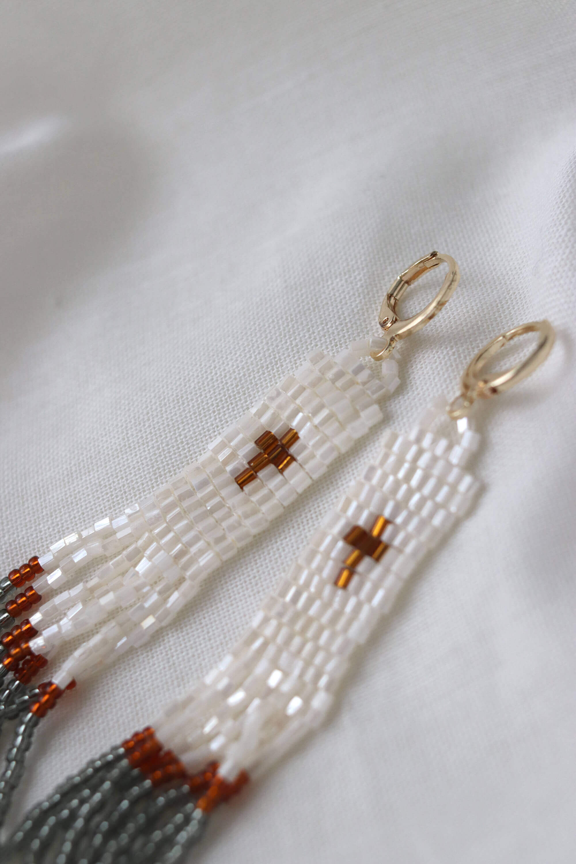 Boho Chic Beaded Cross Earrings