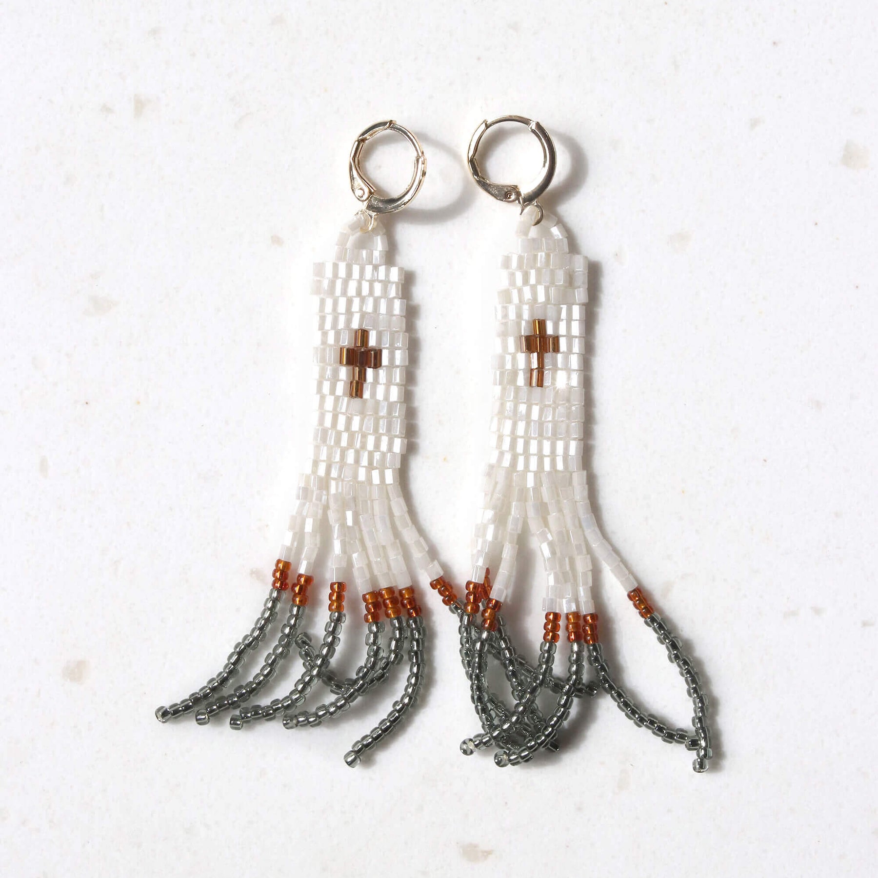 Boho Chic Beaded Cross Earrings