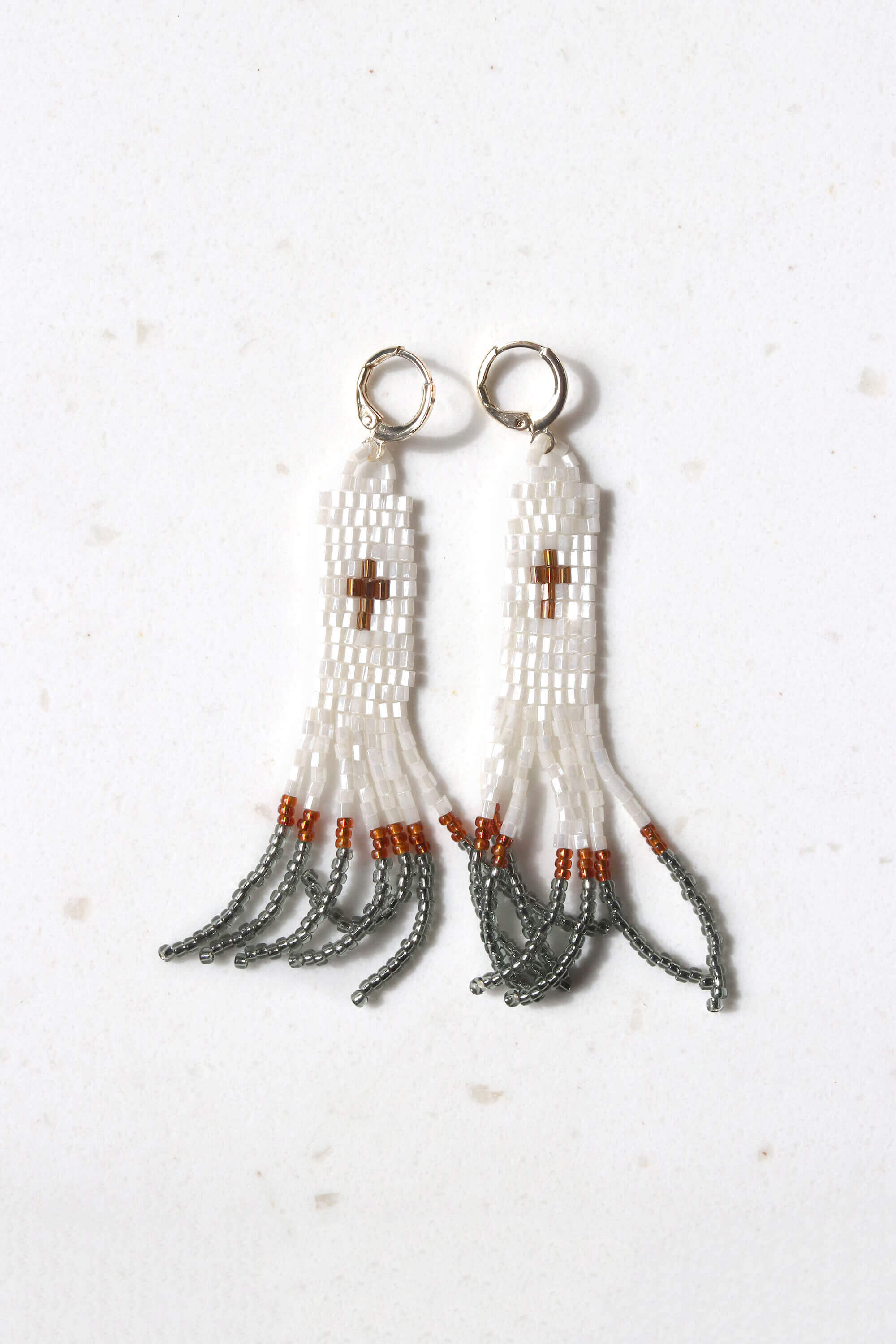 Boho Chic Beaded Cross Earrings