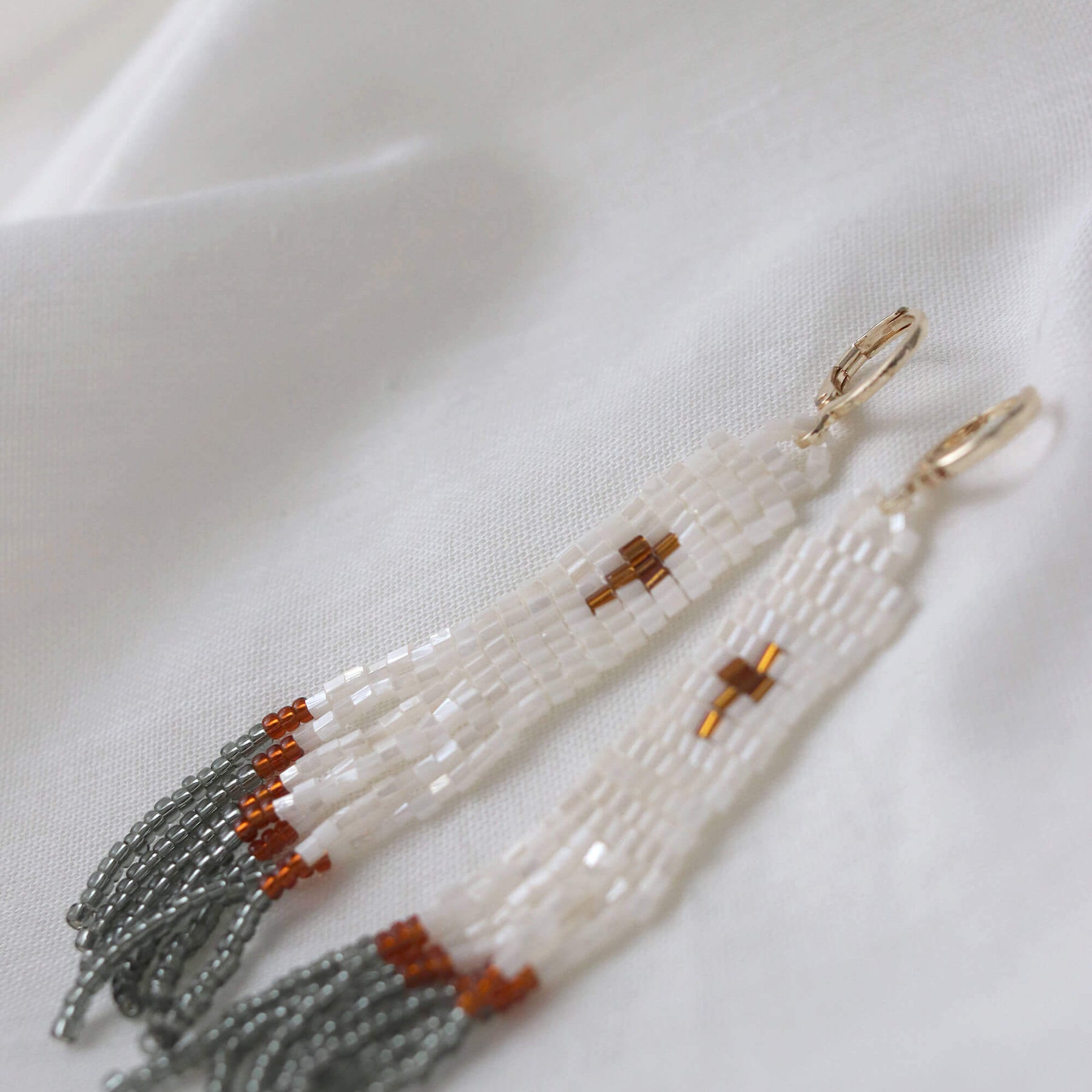 Boho Chic Beaded Cross Earrings