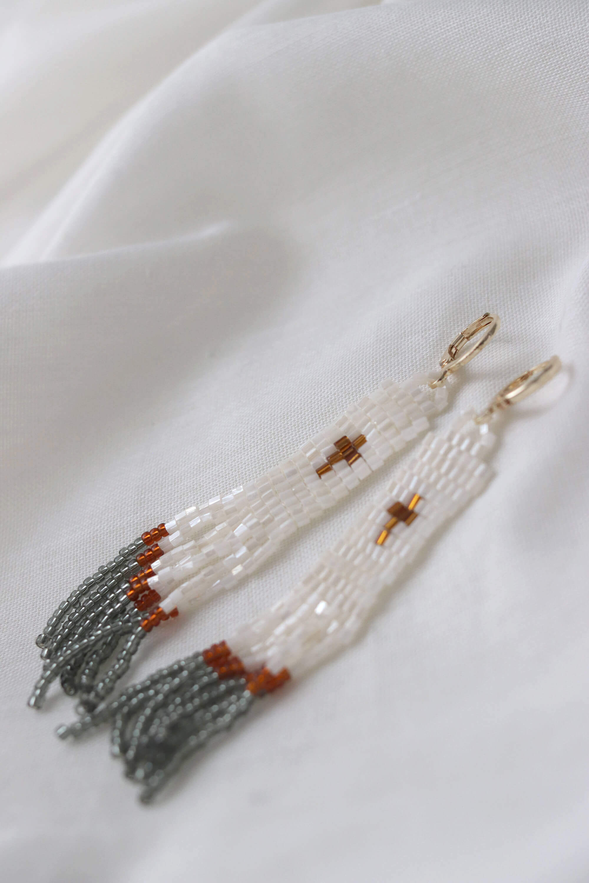Boho Chic Beaded Cross Earrings