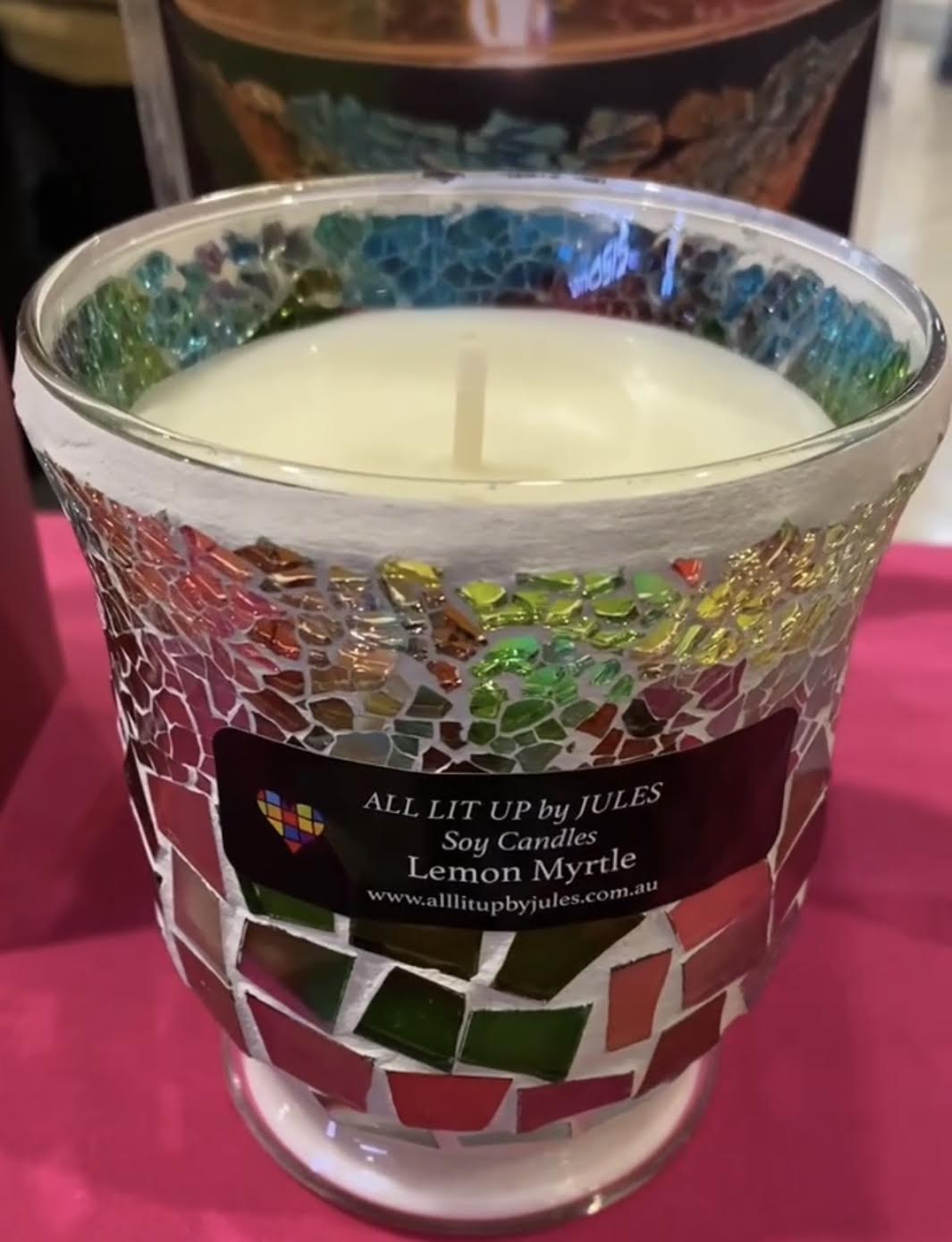 Pink and Green Kaleidoscope Mosaic Glass - Poured to Order