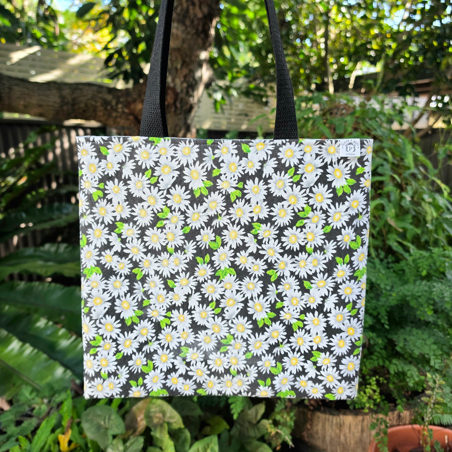 Small Daisies Tote Bag | Upcycled Thrifted Cushion Cover