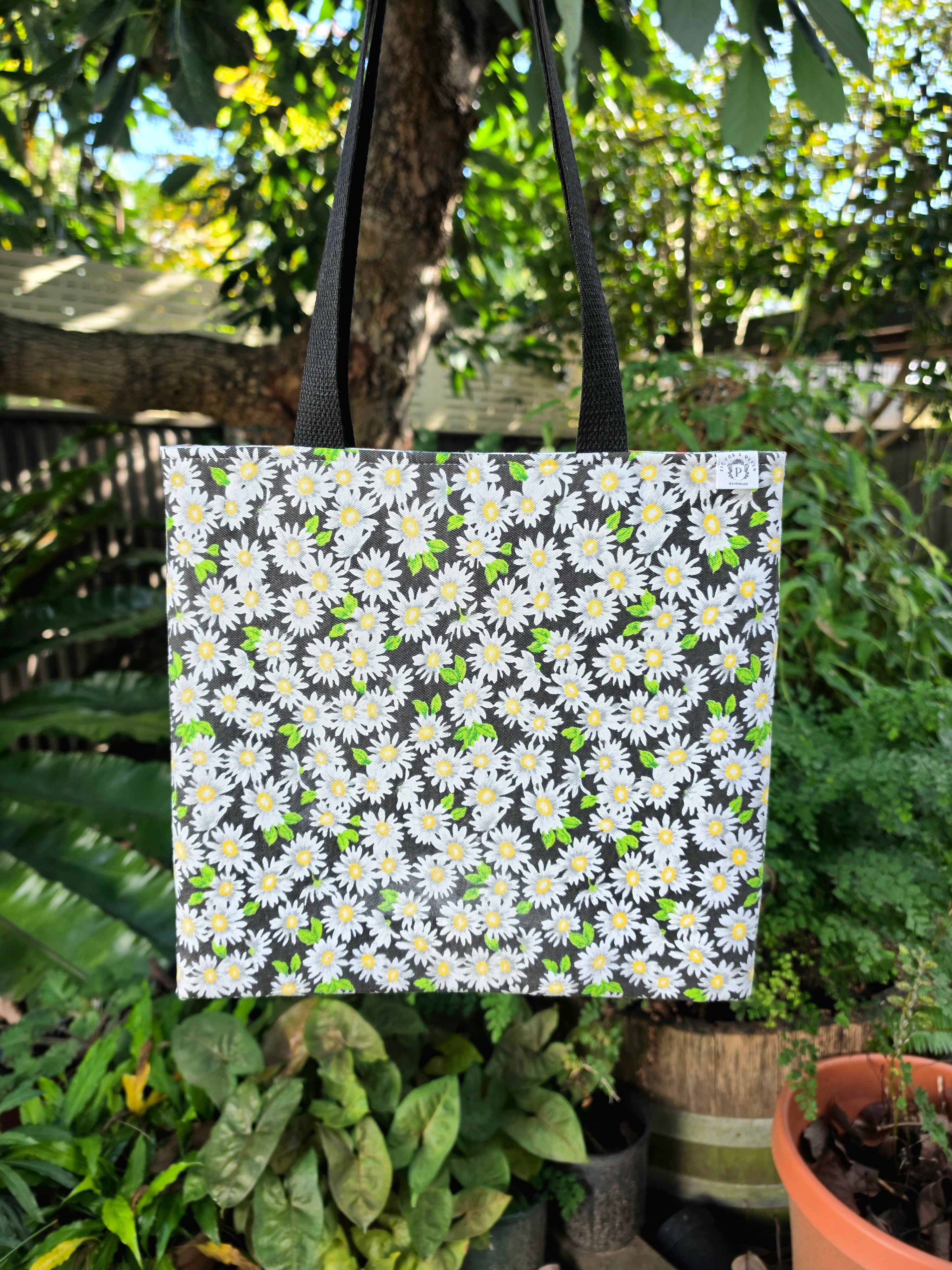 Small Daisies Tote Bag | Upcycled Thrifted Cushion Cover
