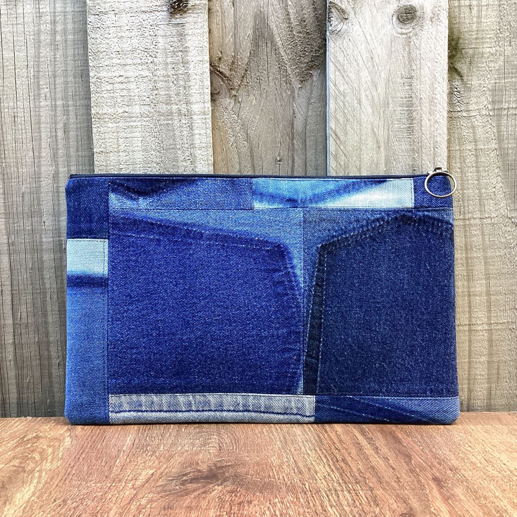 Upcycled Denim Pencil case – Scrappy Denim Blue