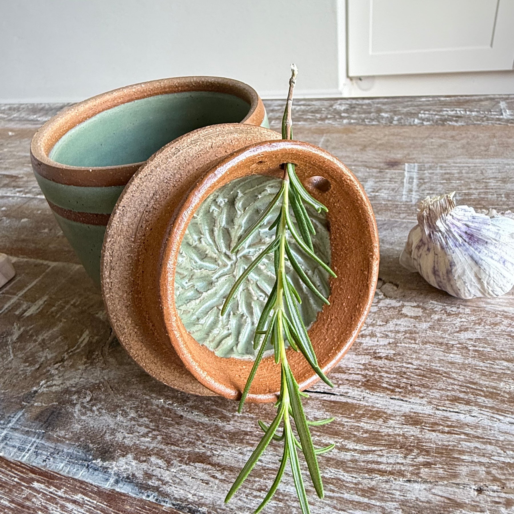 The Pantry Garlic Keeper -  Grater & Herb Stripper + Cleaning Brush