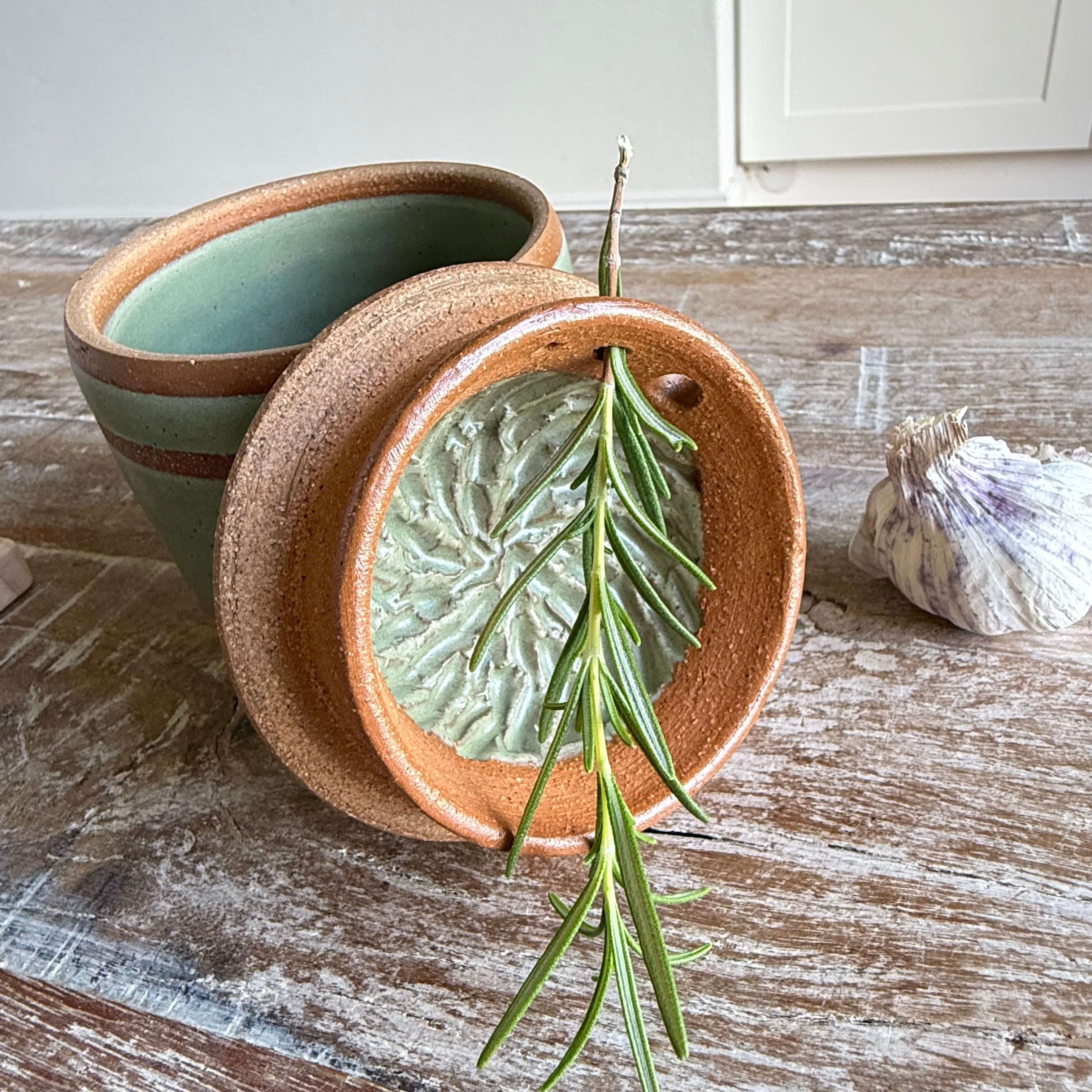 The Pantry Garlic Keeper -  Grater & Herb Stripper + Cleaning Brush