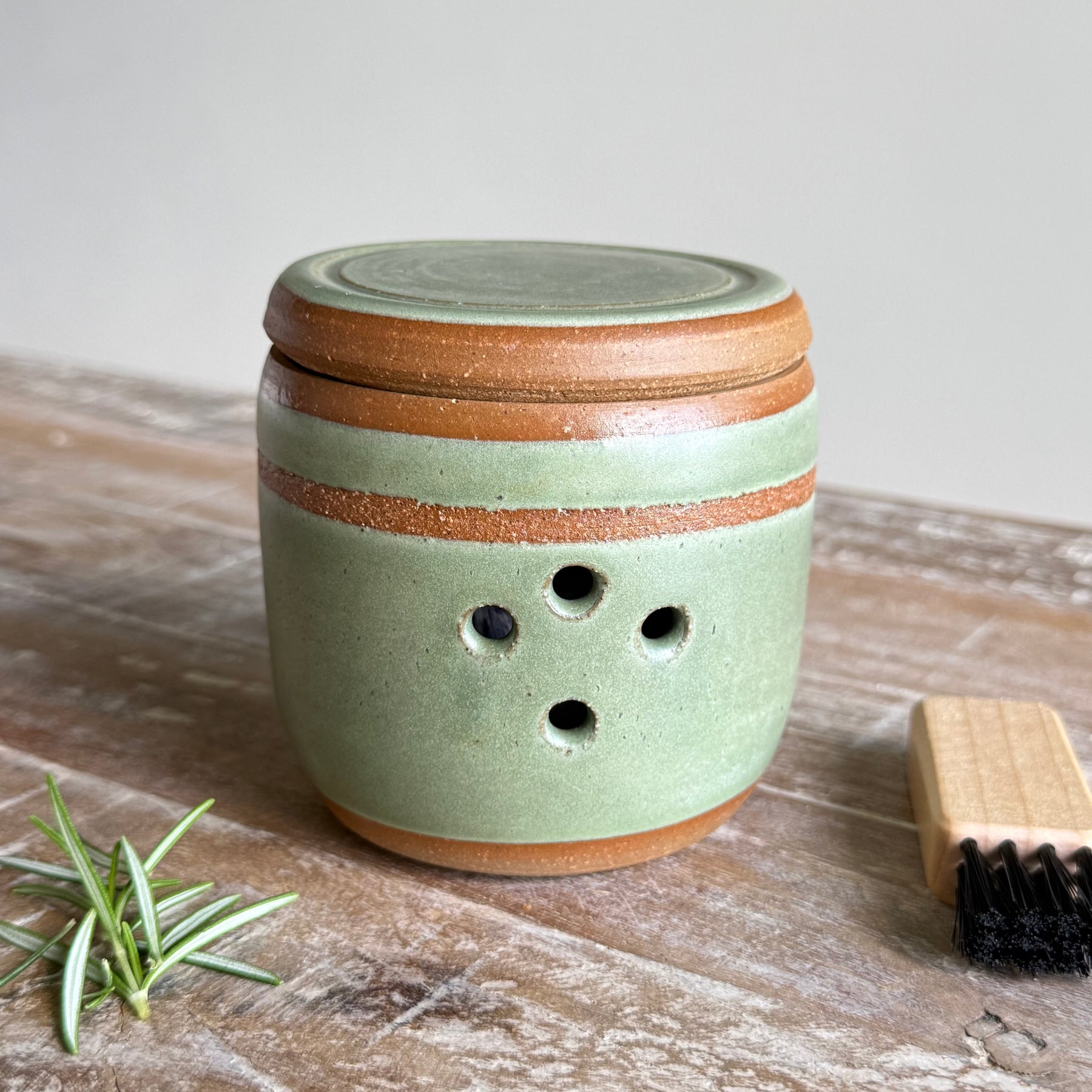 The Pantry Garlic Keeper -  Grater & Herb Stripper + Cleaning Brush