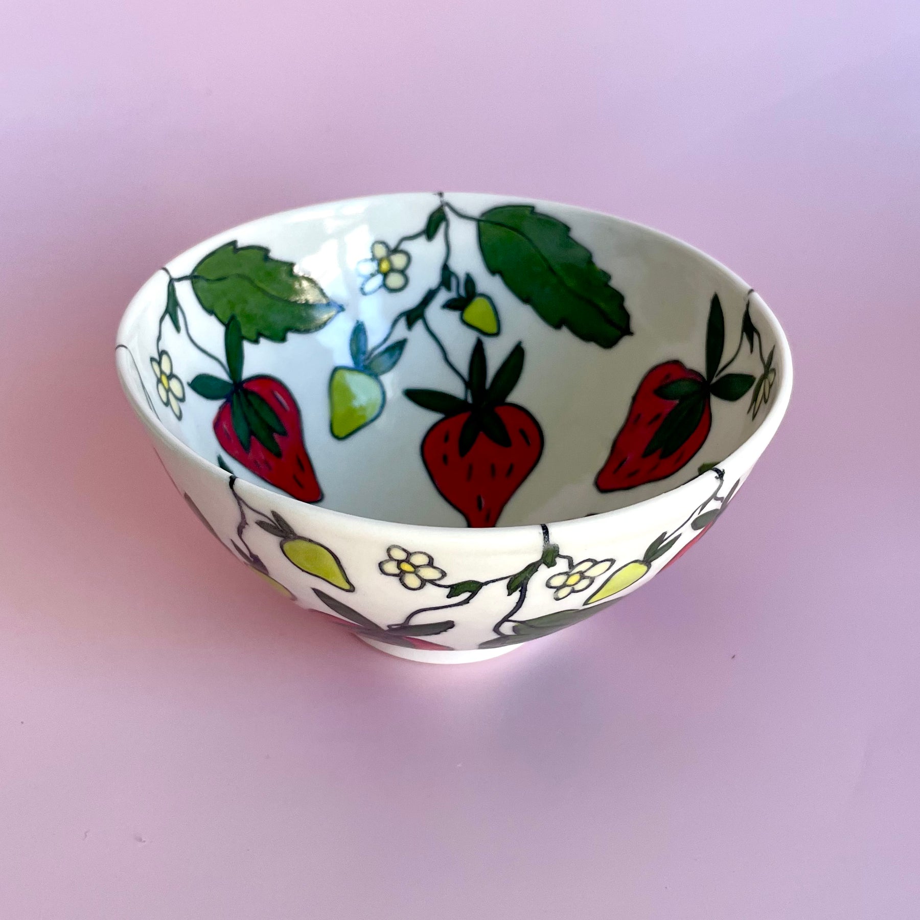 Small porcelain bowl with strawberry design