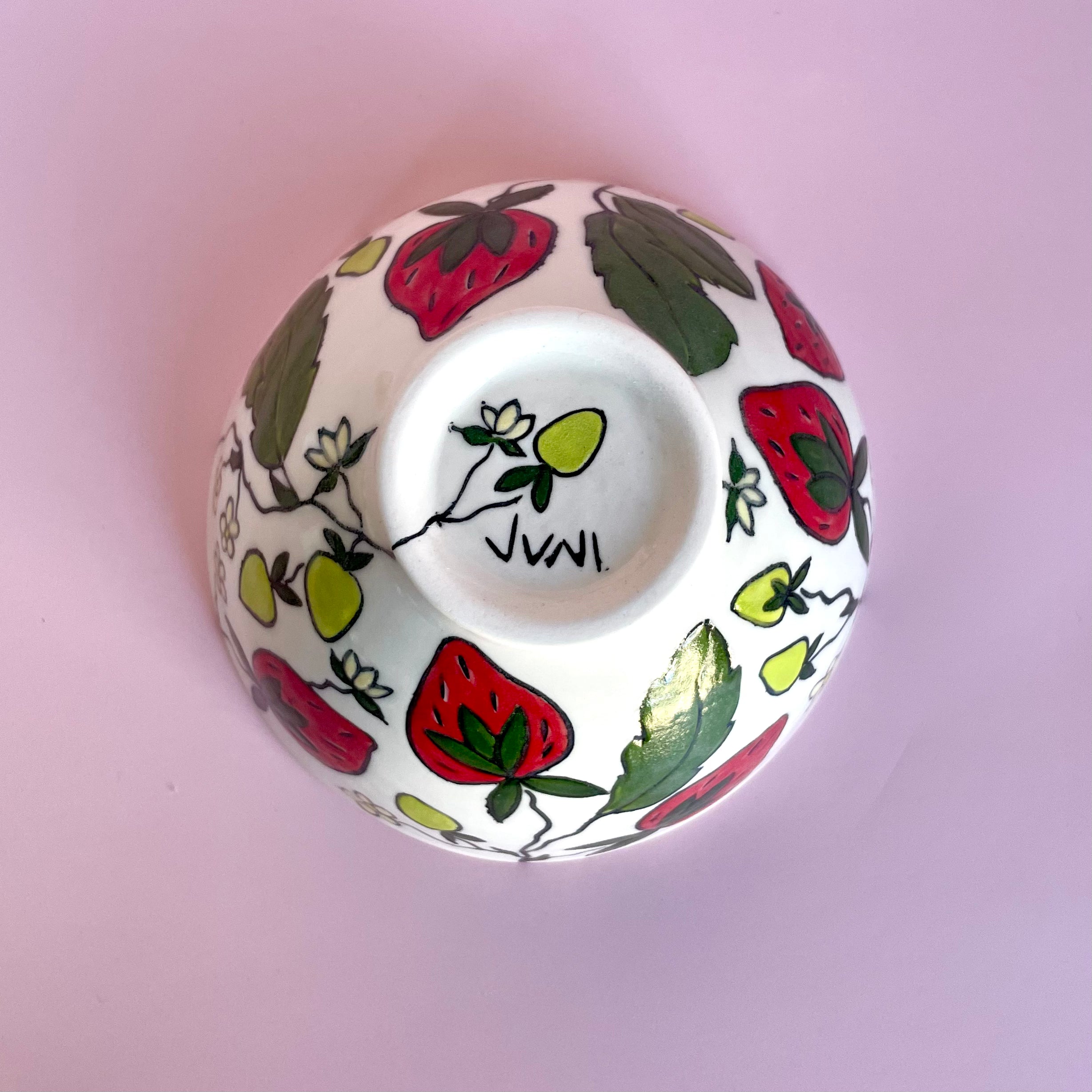 Small porcelain bowl with strawberry design