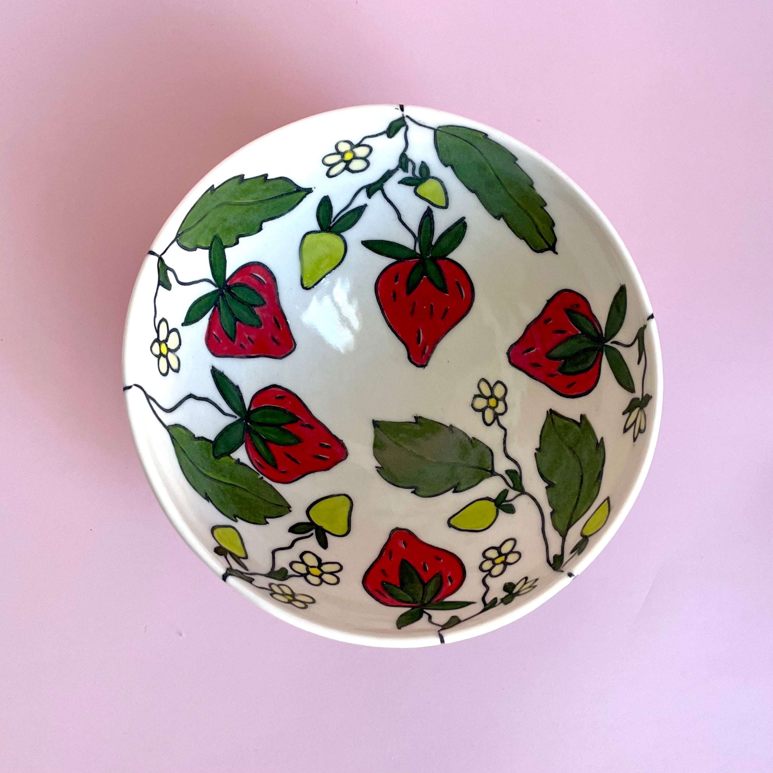 Small porcelain bowl with strawberry design