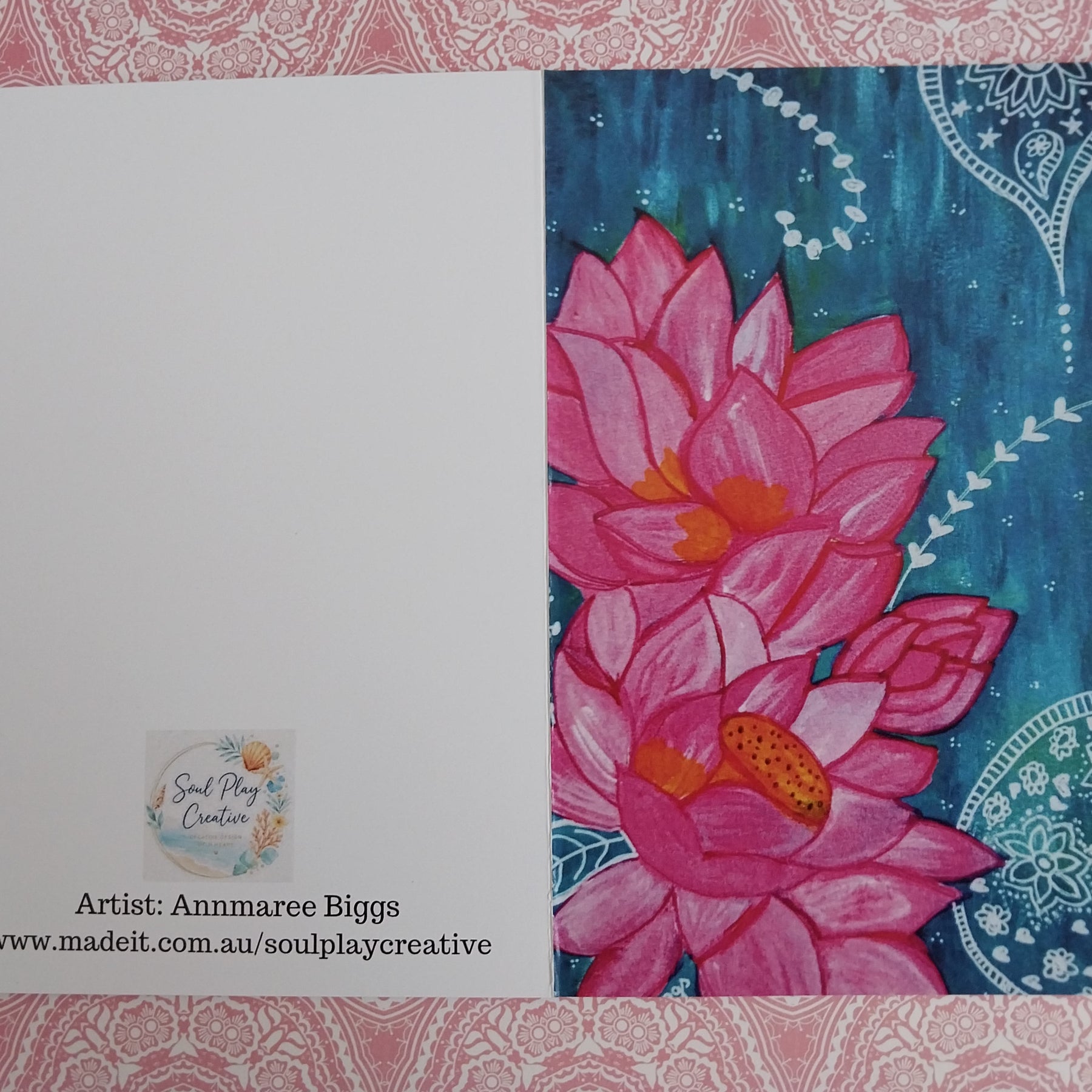 Pink Lotus Blank Greeting Card