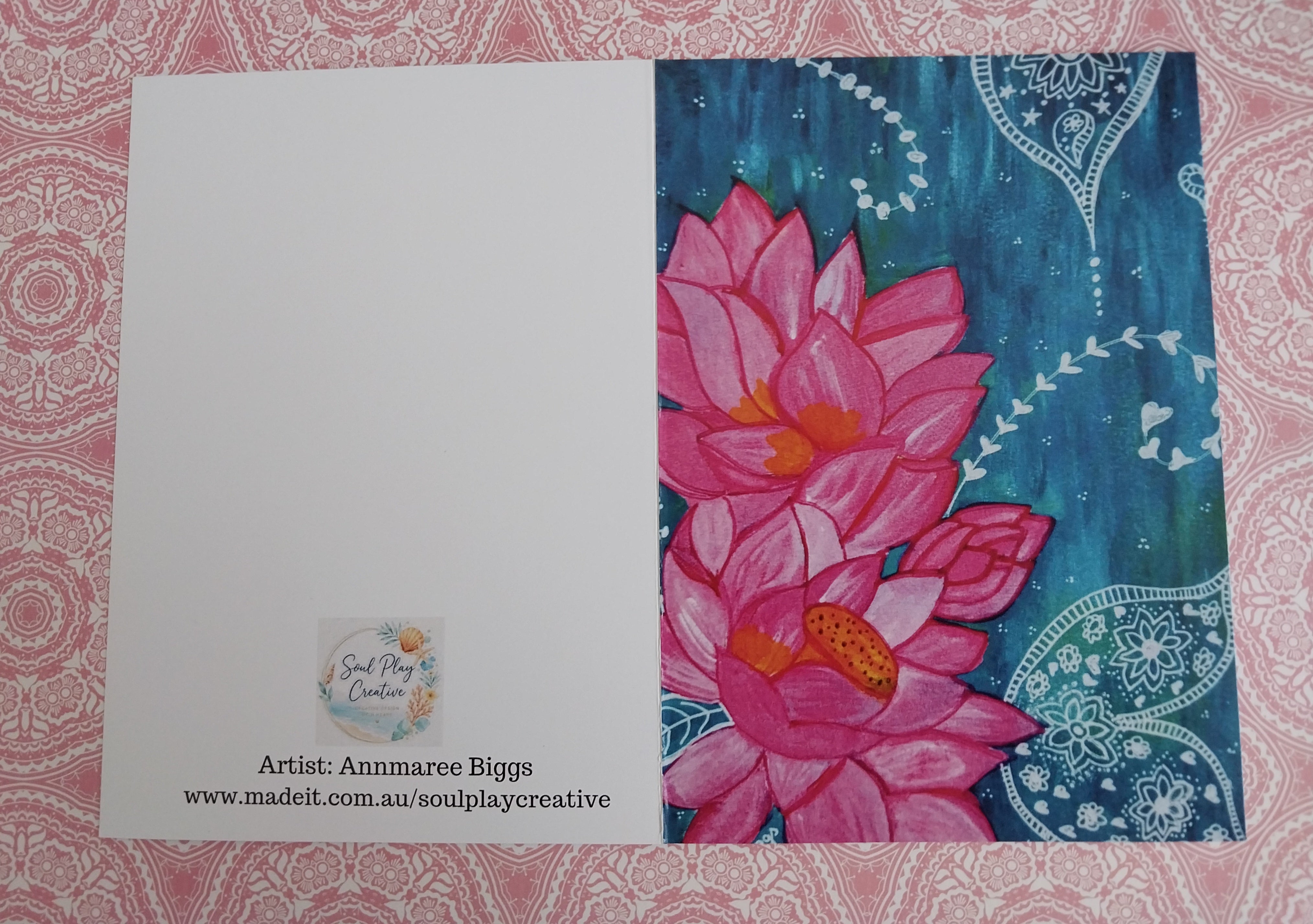 Pink Lotus Blank Greeting Card