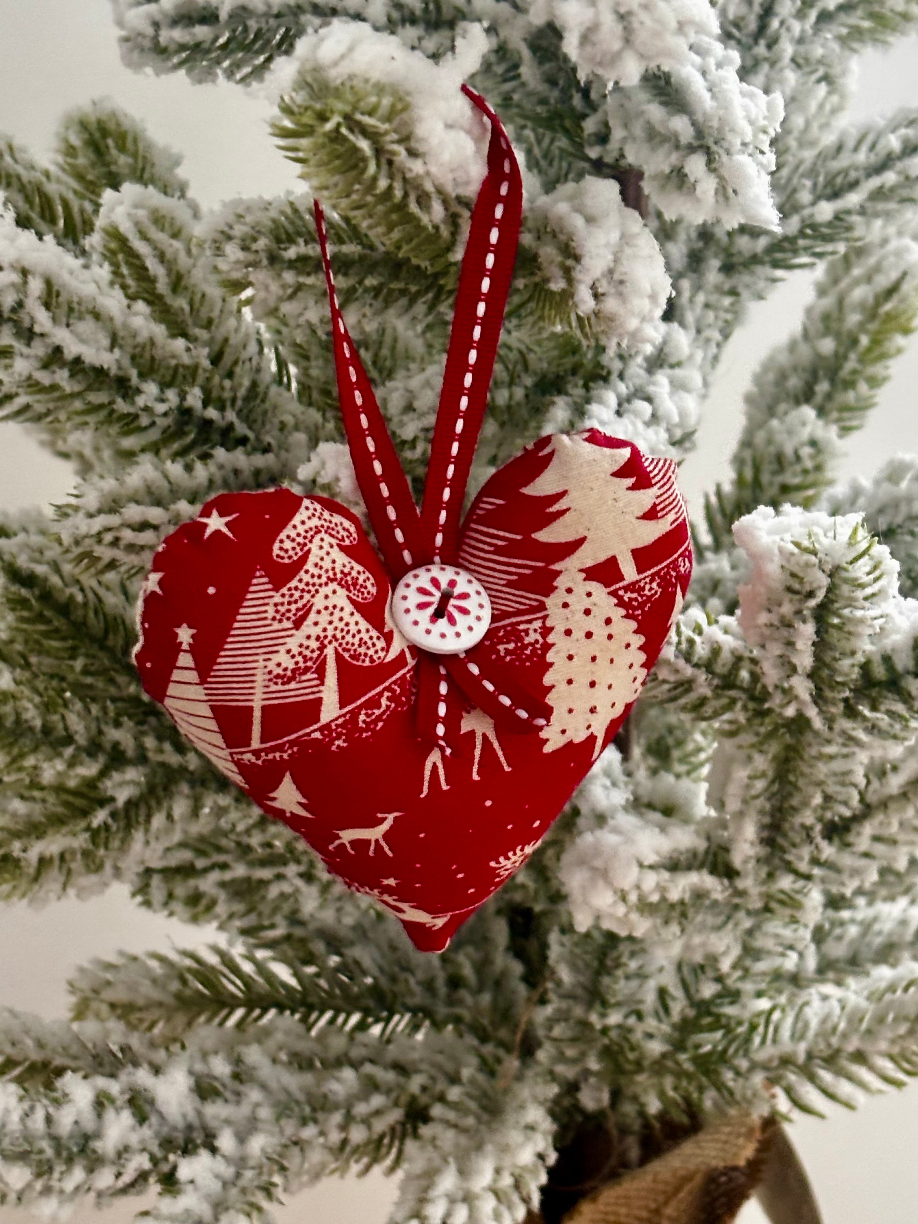 Sustainably Handcrafted Christmas Heart Decorations For the Tree Or To Gift
