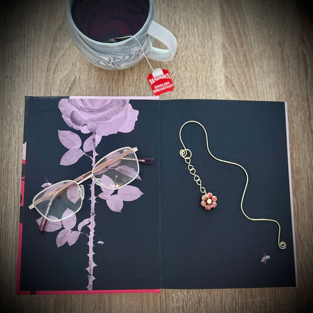 Daisy Bookmark . Copper Wire . Repurposed Beads . Book Lover