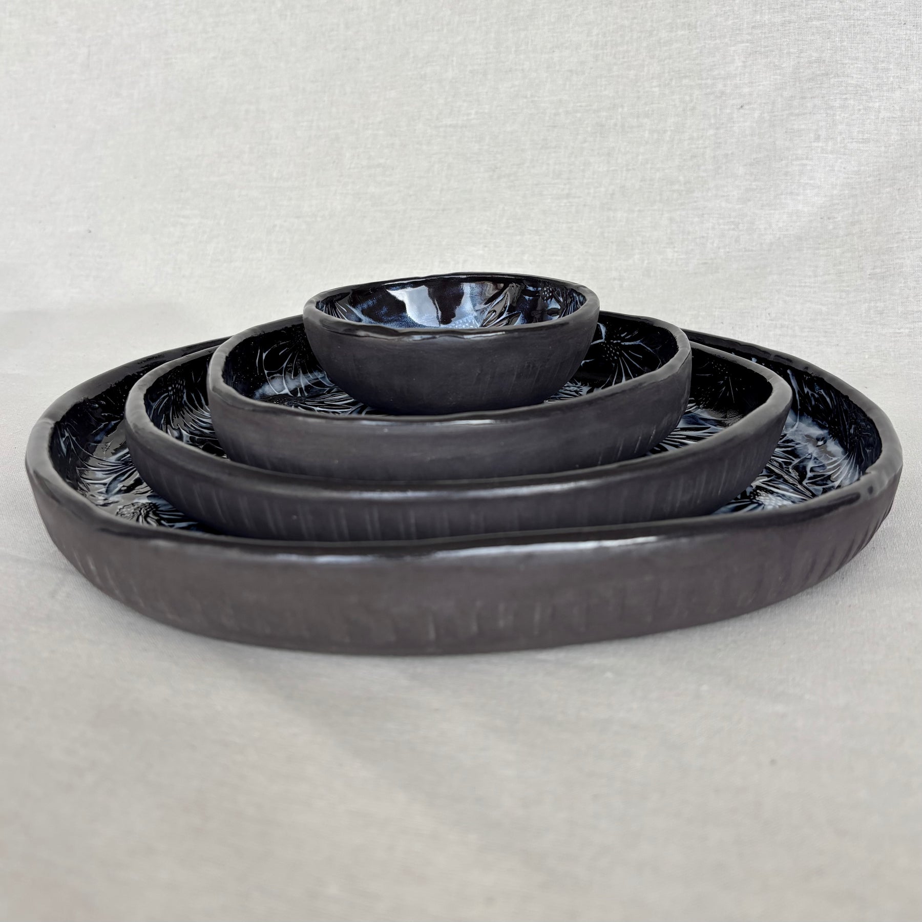 Gift Set | Handmade Ceramic Serving Platters and Plates Set | Slab Built Elegant Tableware | Contemporary Wedding Gift | Special Occasion