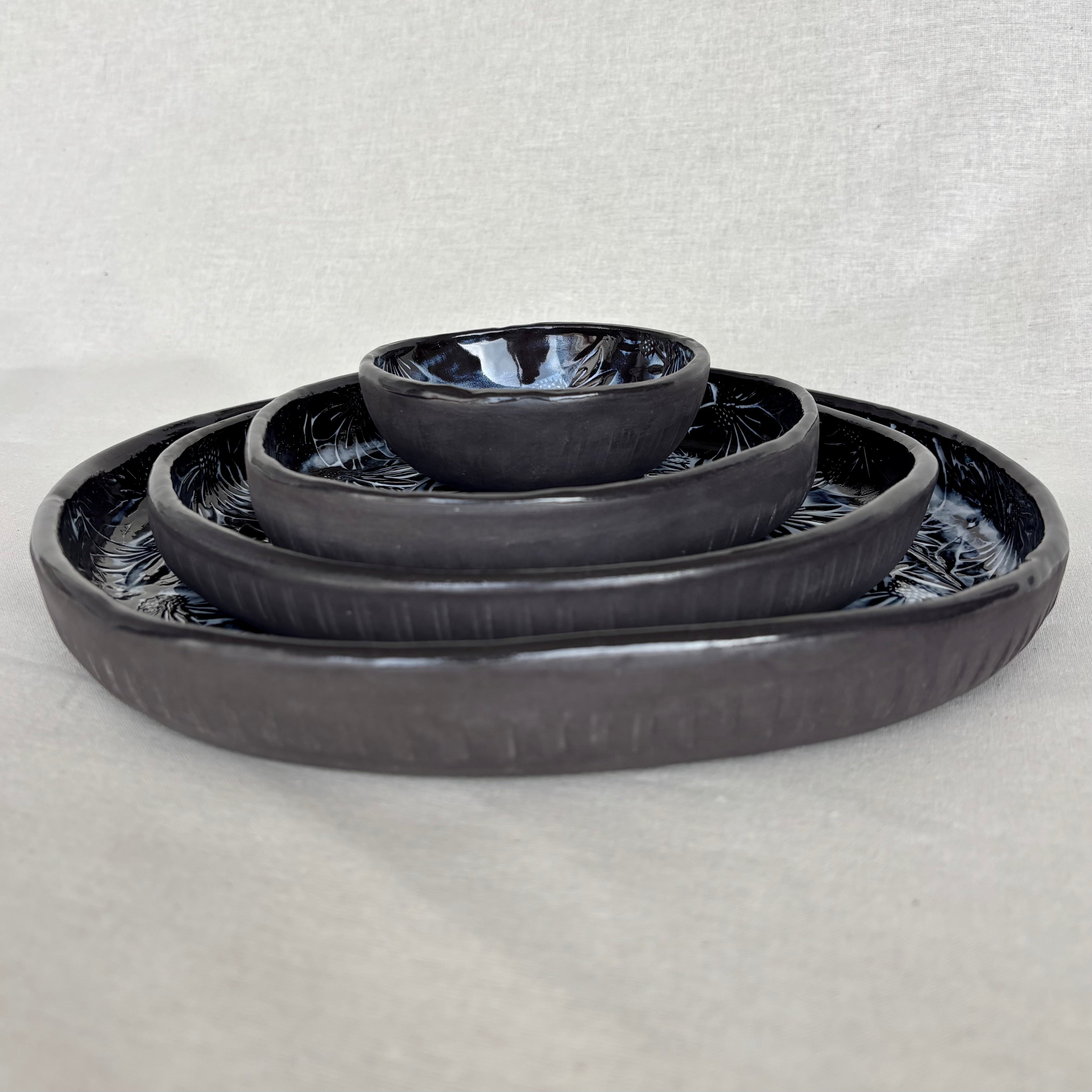 Gift Set | Handmade Ceramic Serving Platters and Plates Set | Slab Built Elegant Tableware | Contemporary Wedding Gift | Special Occasion