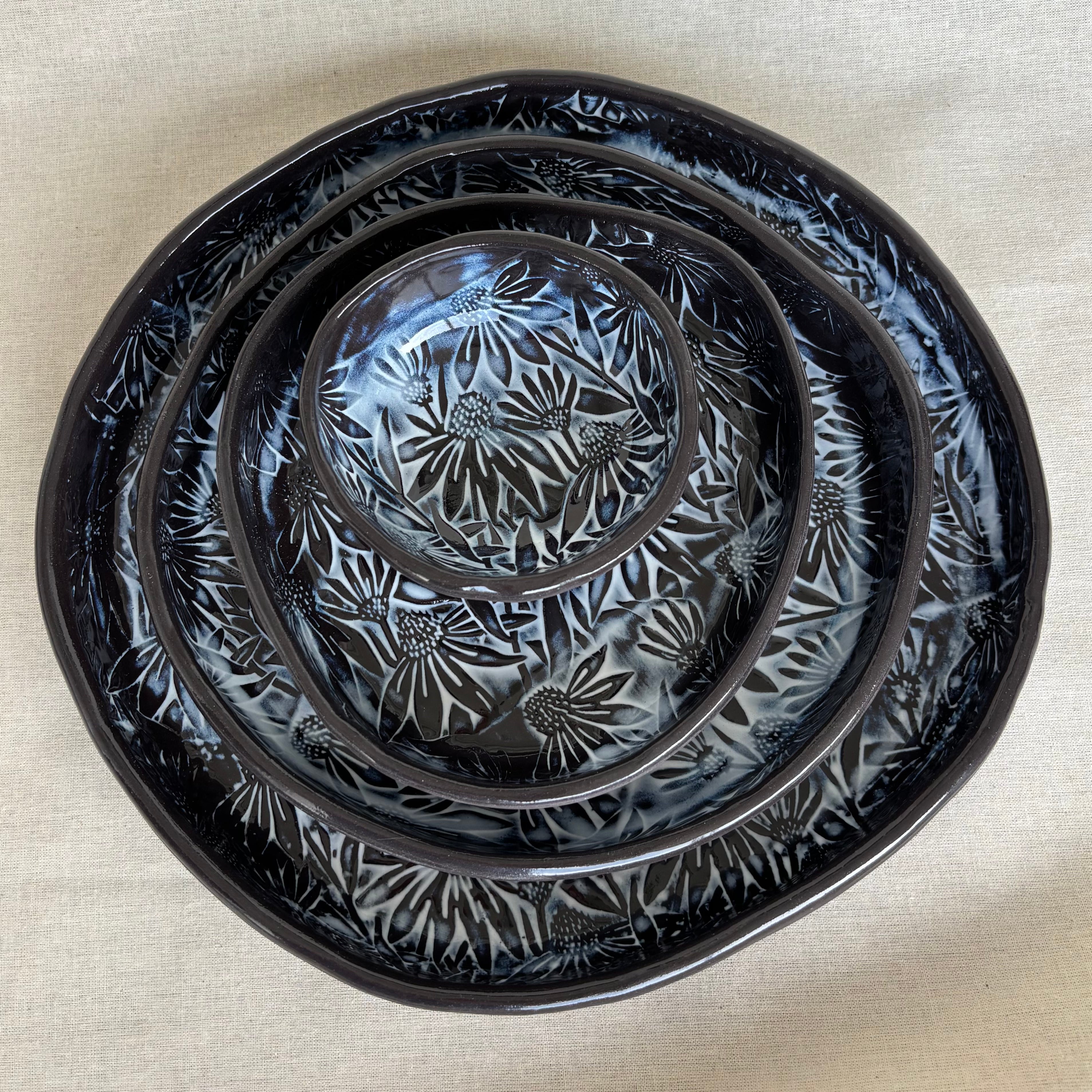 Gift Set | Handmade Ceramic Serving Platters and Plates Set | Slab Built Elegant Tableware | Contemporary Wedding Gift | Special Occasion