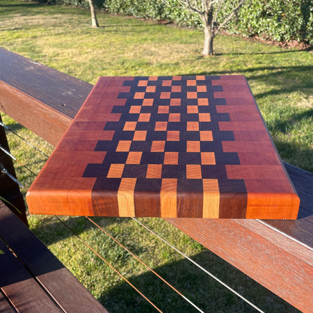 Handmade End Grain Chopping Board, Featuring Cherry and Black Walnut