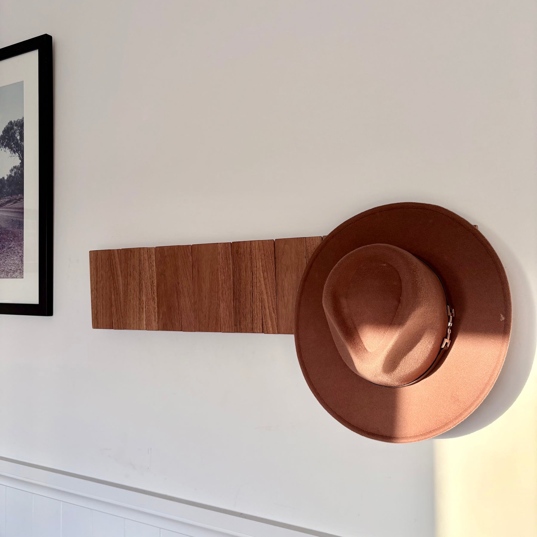 Grey box piano style coat rack