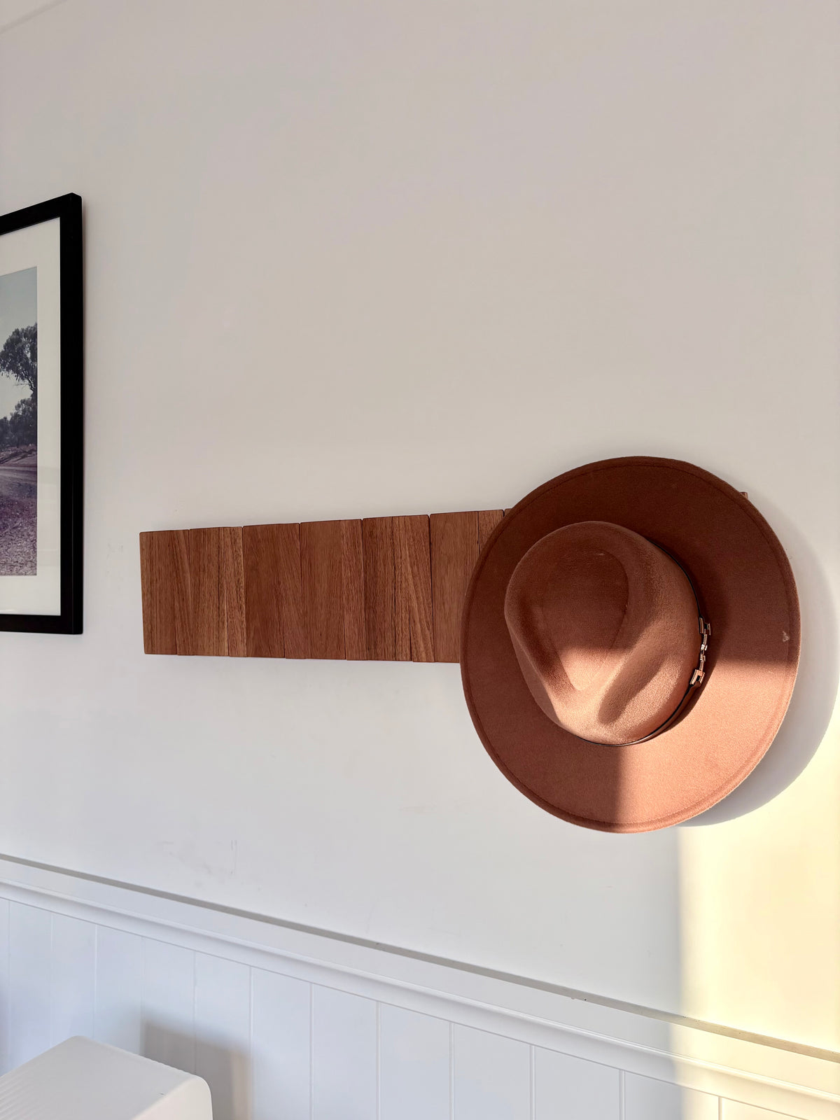 Grey box piano style coat rack