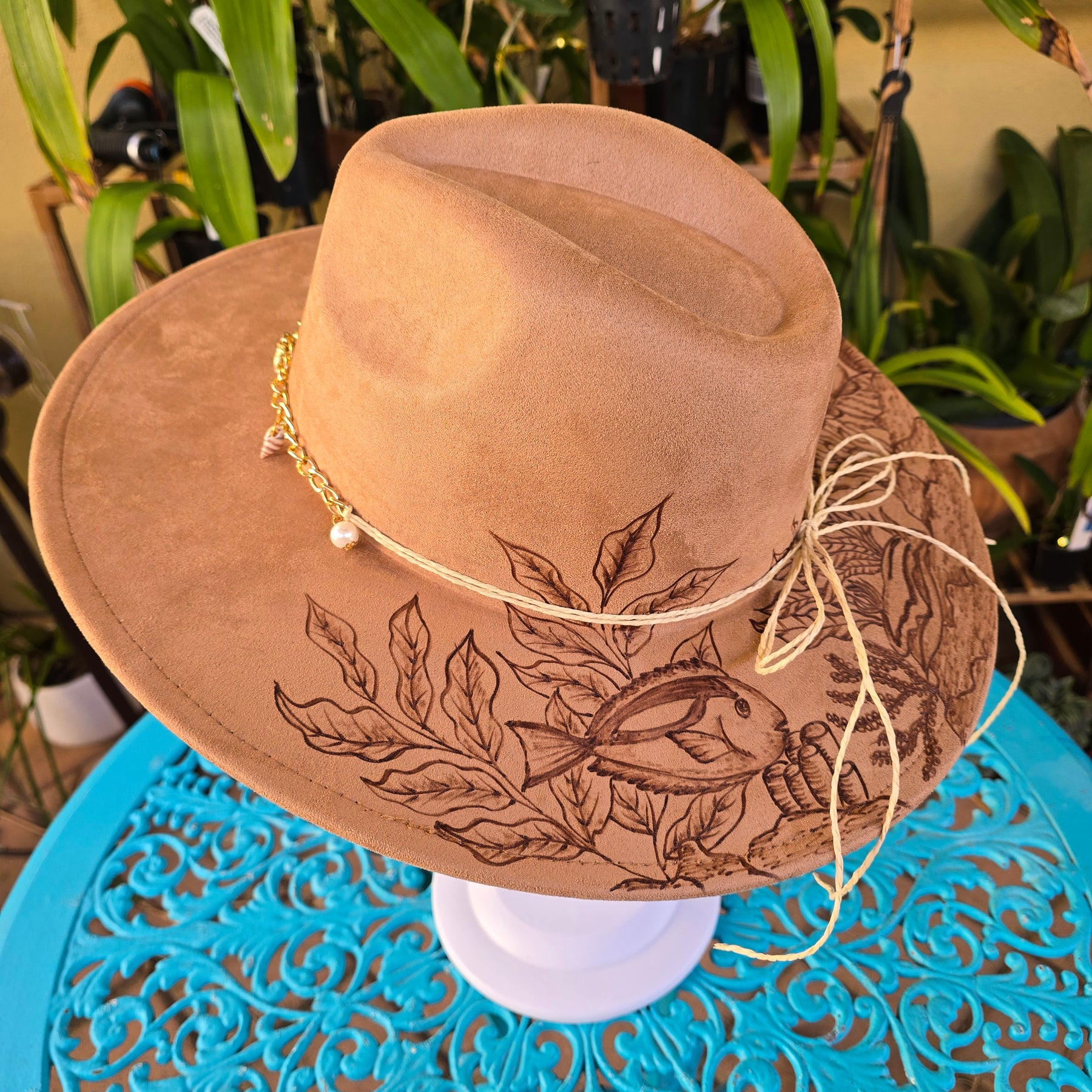 Hand Burng fedora hat : Secret garden of the sea