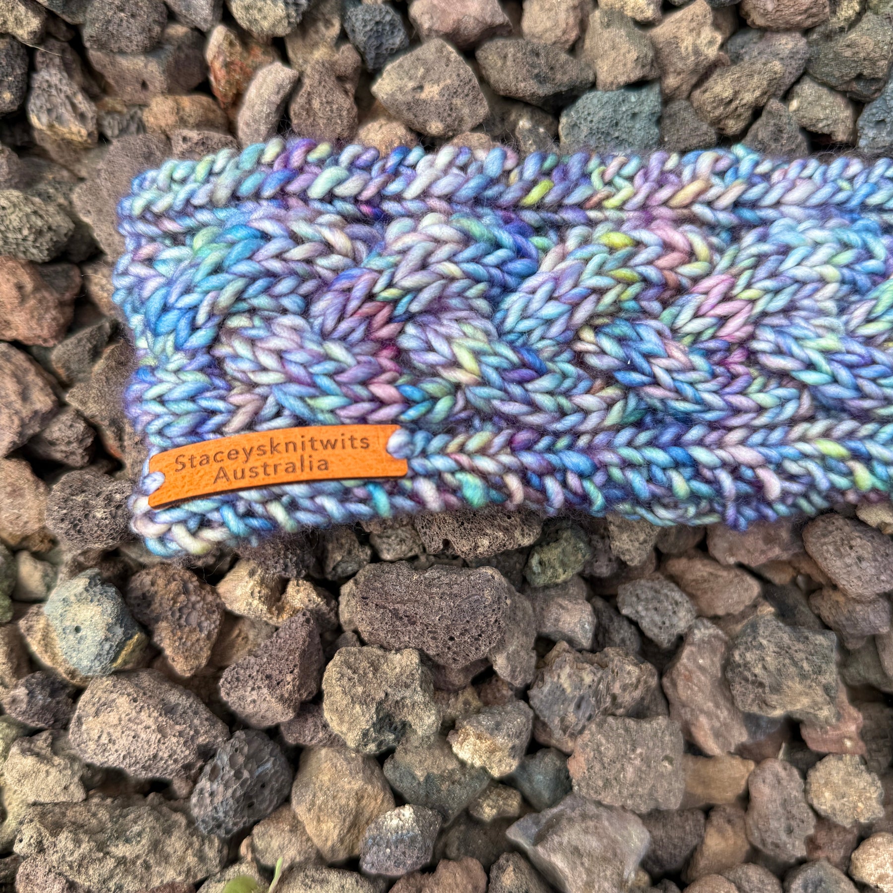 Hand knitted cable headband, Merino soft stretchy colorful headband