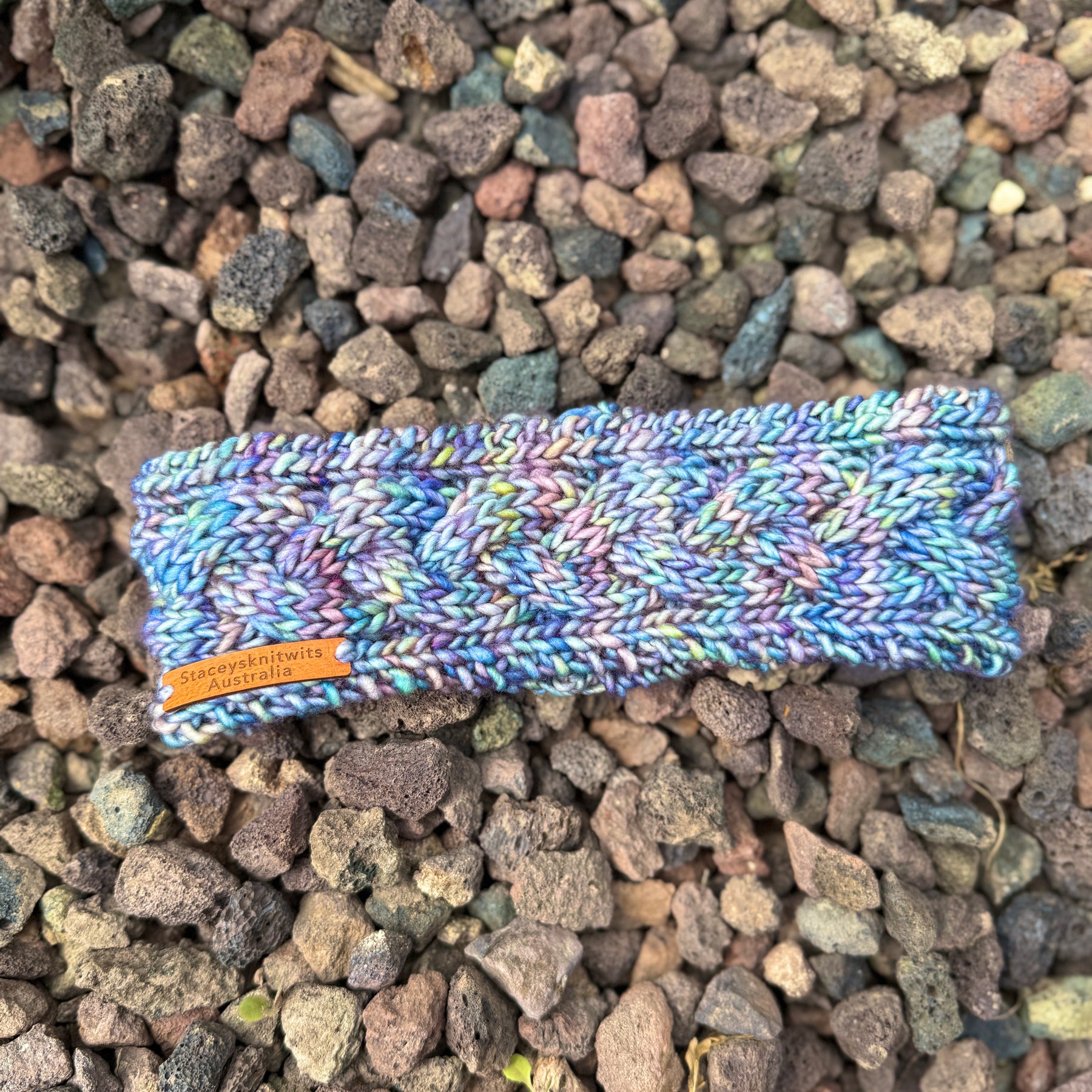 Hand knitted cable headband, Merino soft stretchy colorful headband