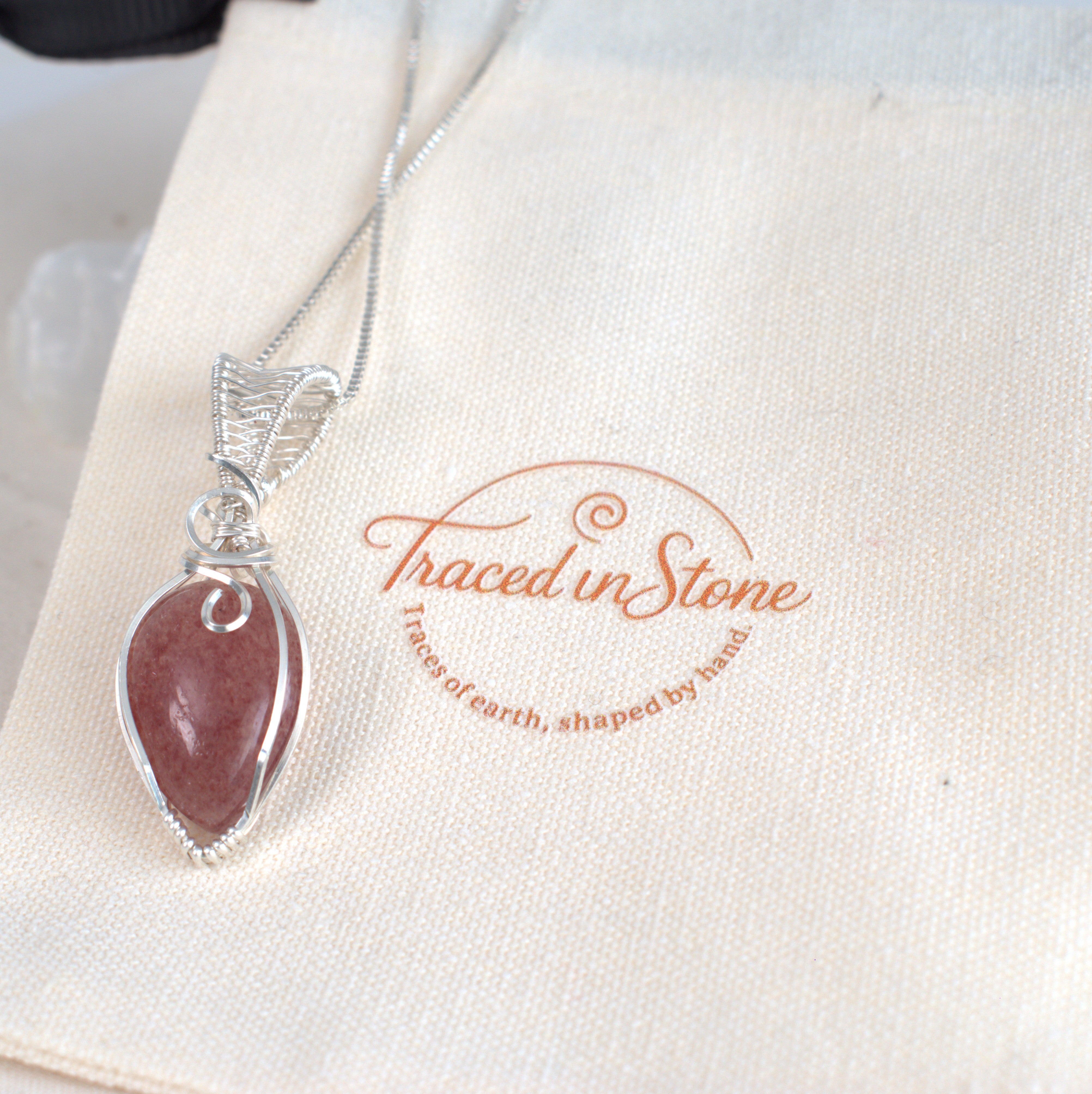 Summer Blush - Strawberry Quartz Silver-Filled Pendant