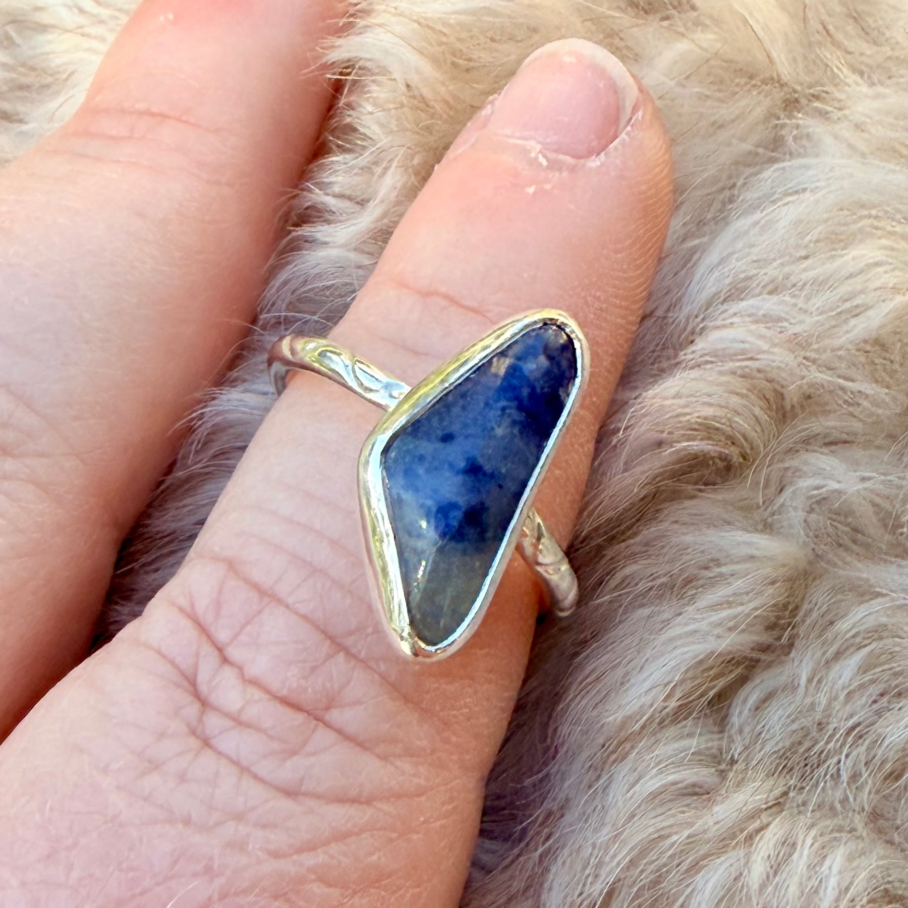 Blue Boomerang Sterling Silver Ring