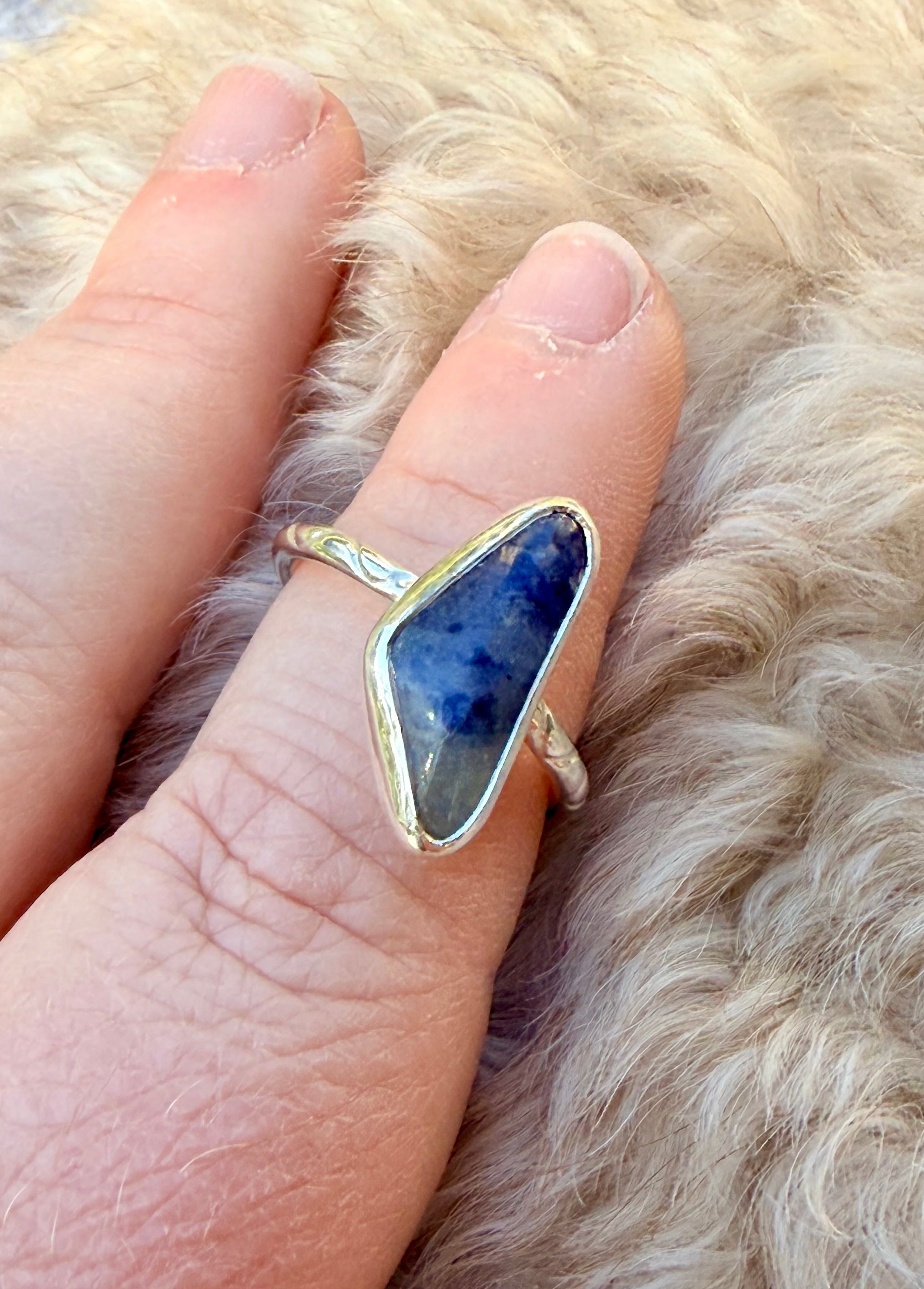 Blue Boomerang Sterling Silver Ring