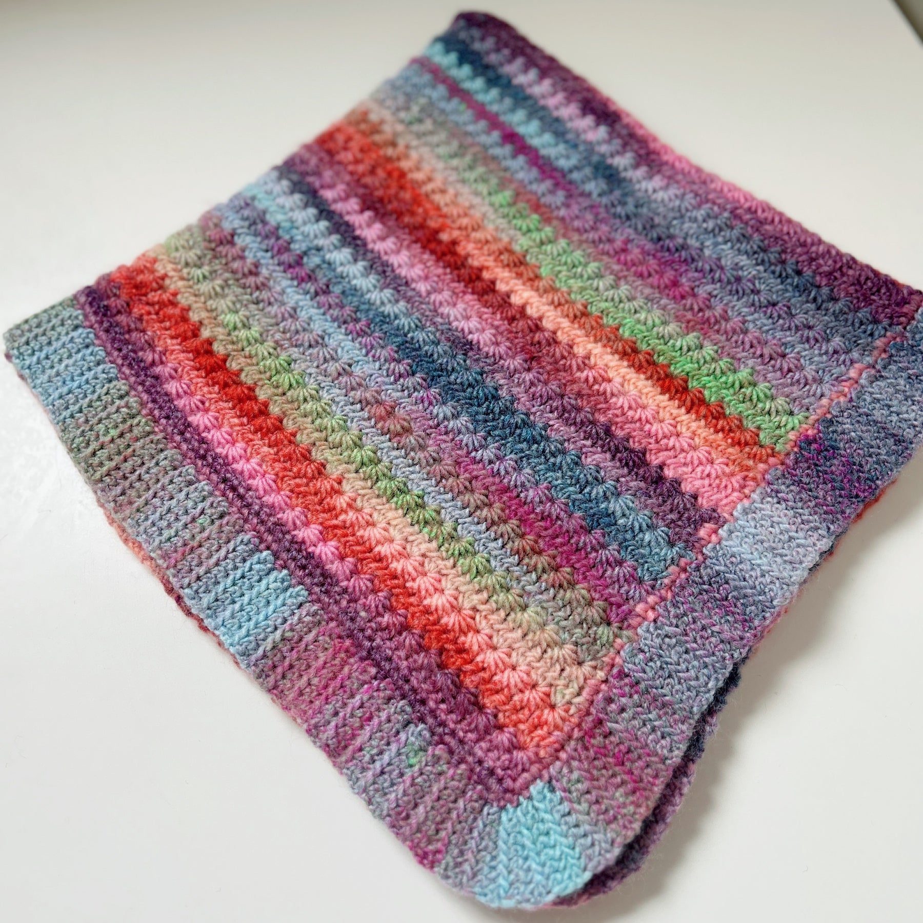 Pastel Rainbow Crochet Baby Blanket | Handmade Baby Blanket, One of a Kind