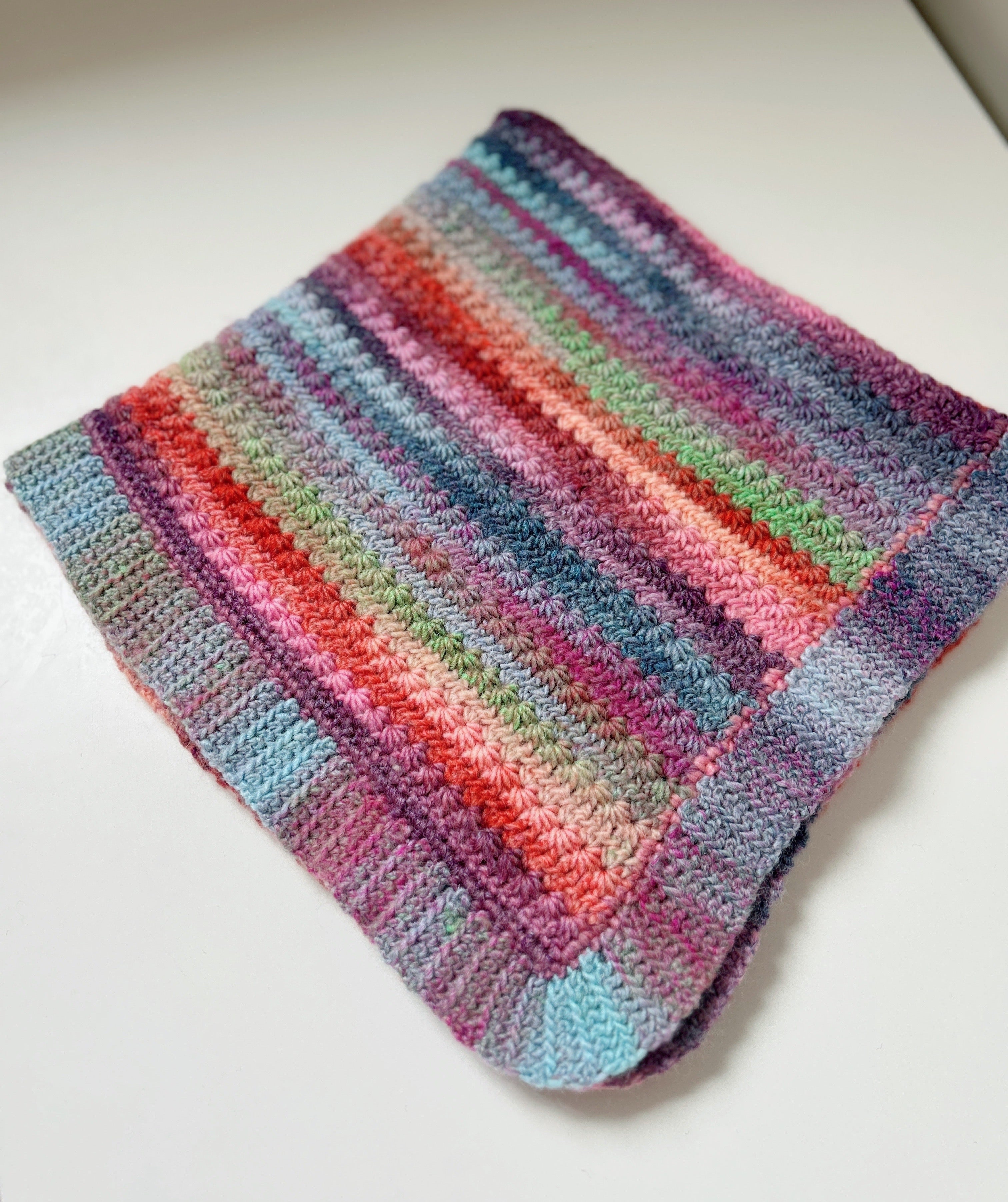 Pastel Rainbow Crochet Baby Blanket | Handmade Baby Blanket, One of a Kind