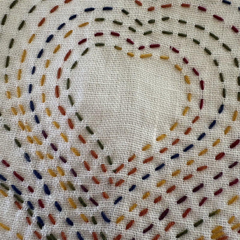 Hand stitched pure linen tea towel - hearts for your home